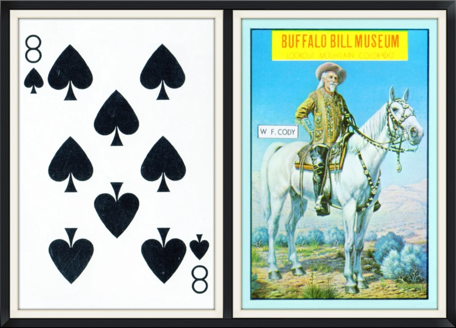 8 of Spades (Blue) - Buffalo Bill Museum - Lookout Mountain, Colorado - W. F. Cody - Souvenir, Playing Card