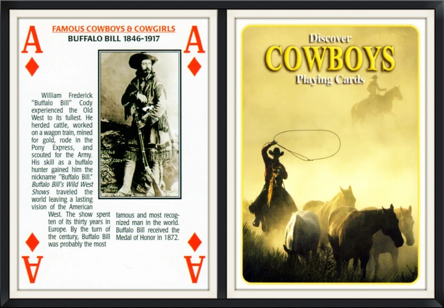 Ace of Diamonds - Discover Famous Cowboys & Cowgirls - Buffalo Bill - 1846-1917 - Playing Card 