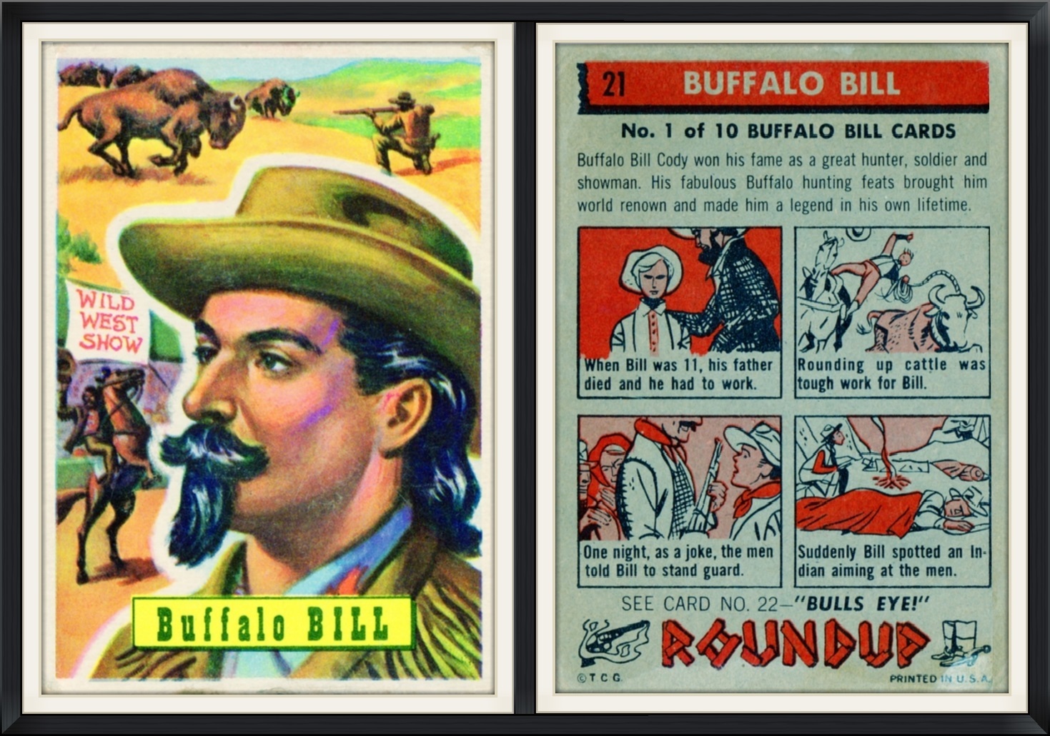 1956 - #21 (1/10) - Buffalo Bill - Topps Roundup - T. C. G. - Collector, Trading Card