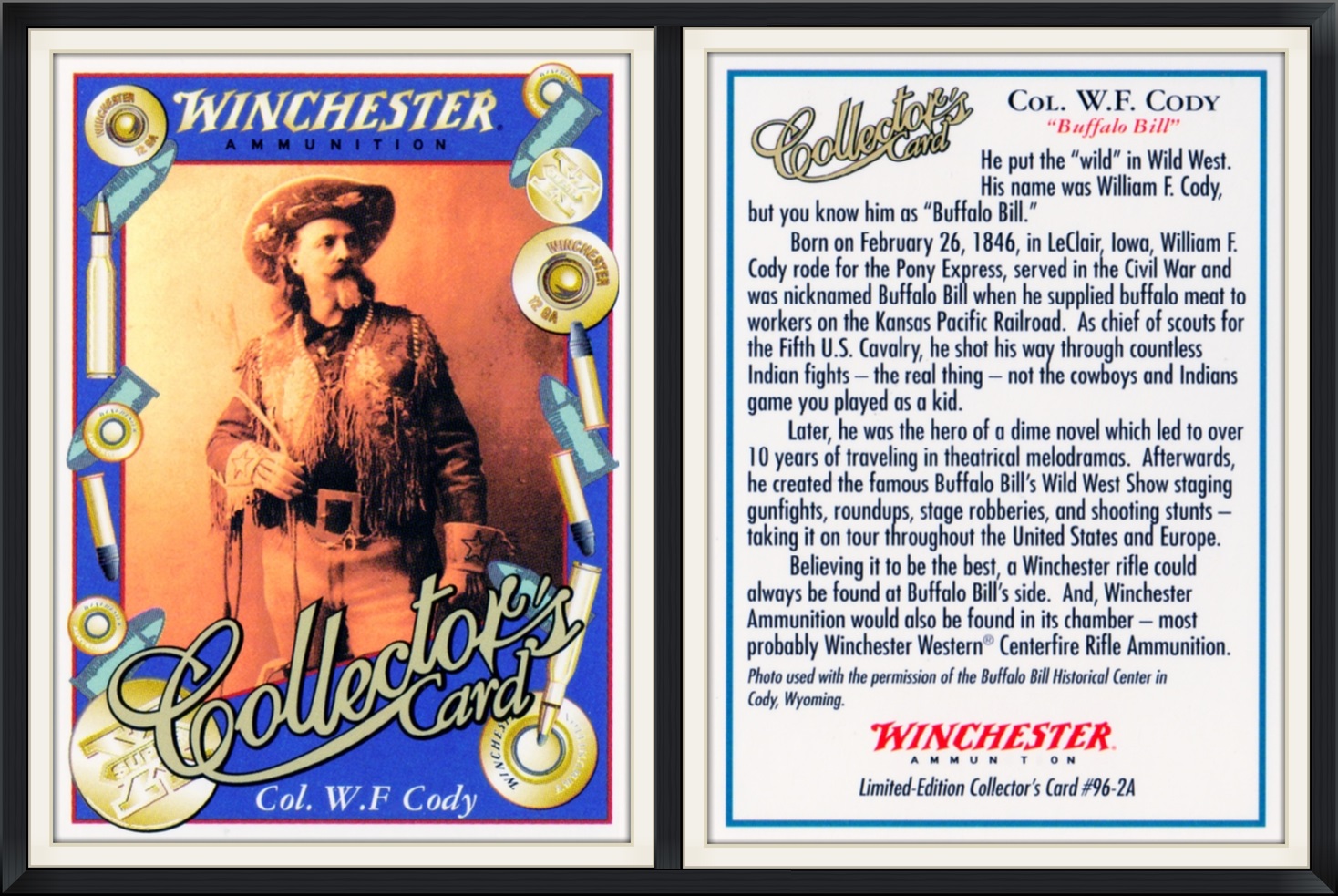#96-2a - Col. W. F. Cody "Buffalo Bill" - Winchester Ammunition - Limited Edition - Collector, Trading Card