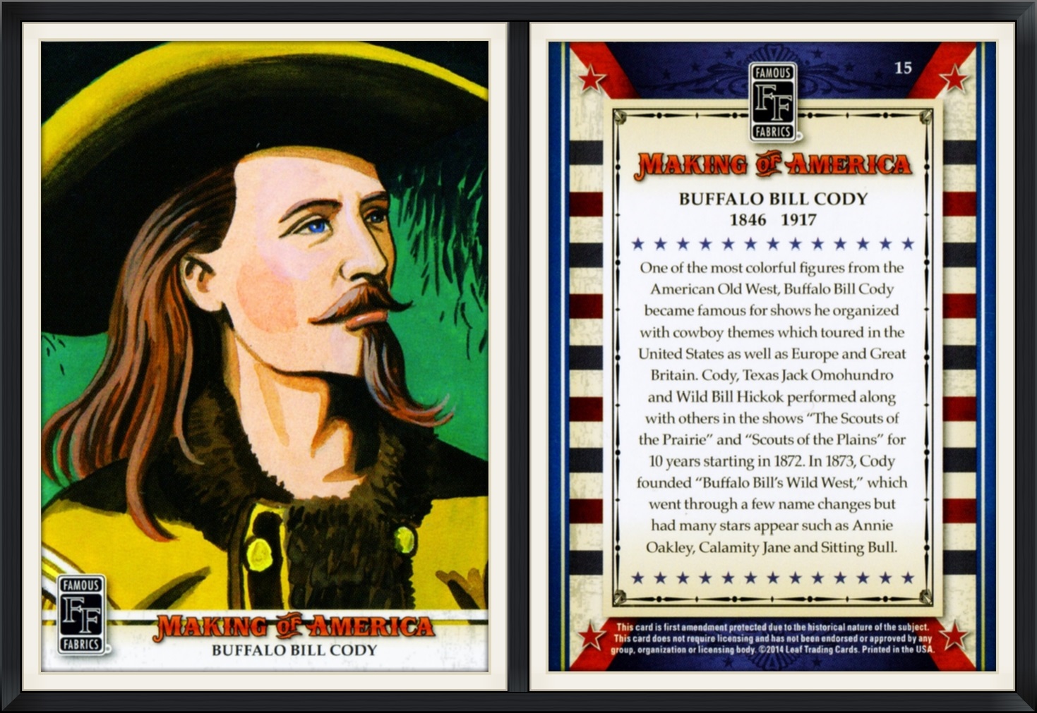 2014 - #15 - Buffalo Bill Cody (1846-1917) - Making of America - Leaf, Famous Fabrics - Collector, Trading Card