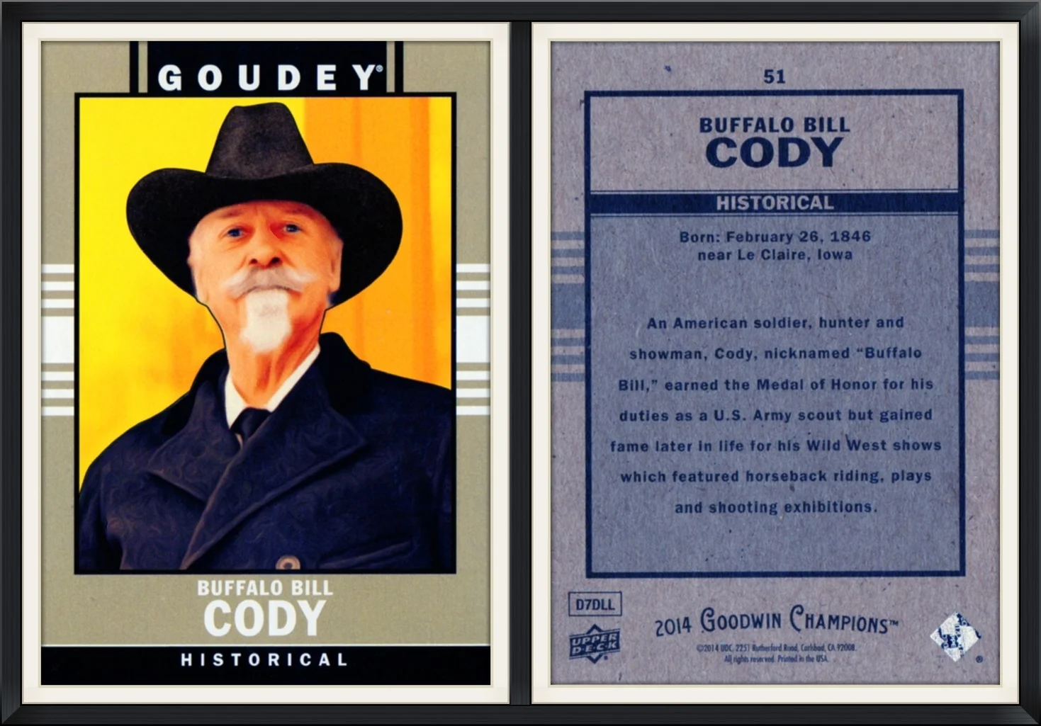 2014 - #51 - Buffalo Bill Cody - Historical - Goudey, Goodwin Champions by Upper Deck - Collector, Trading Card