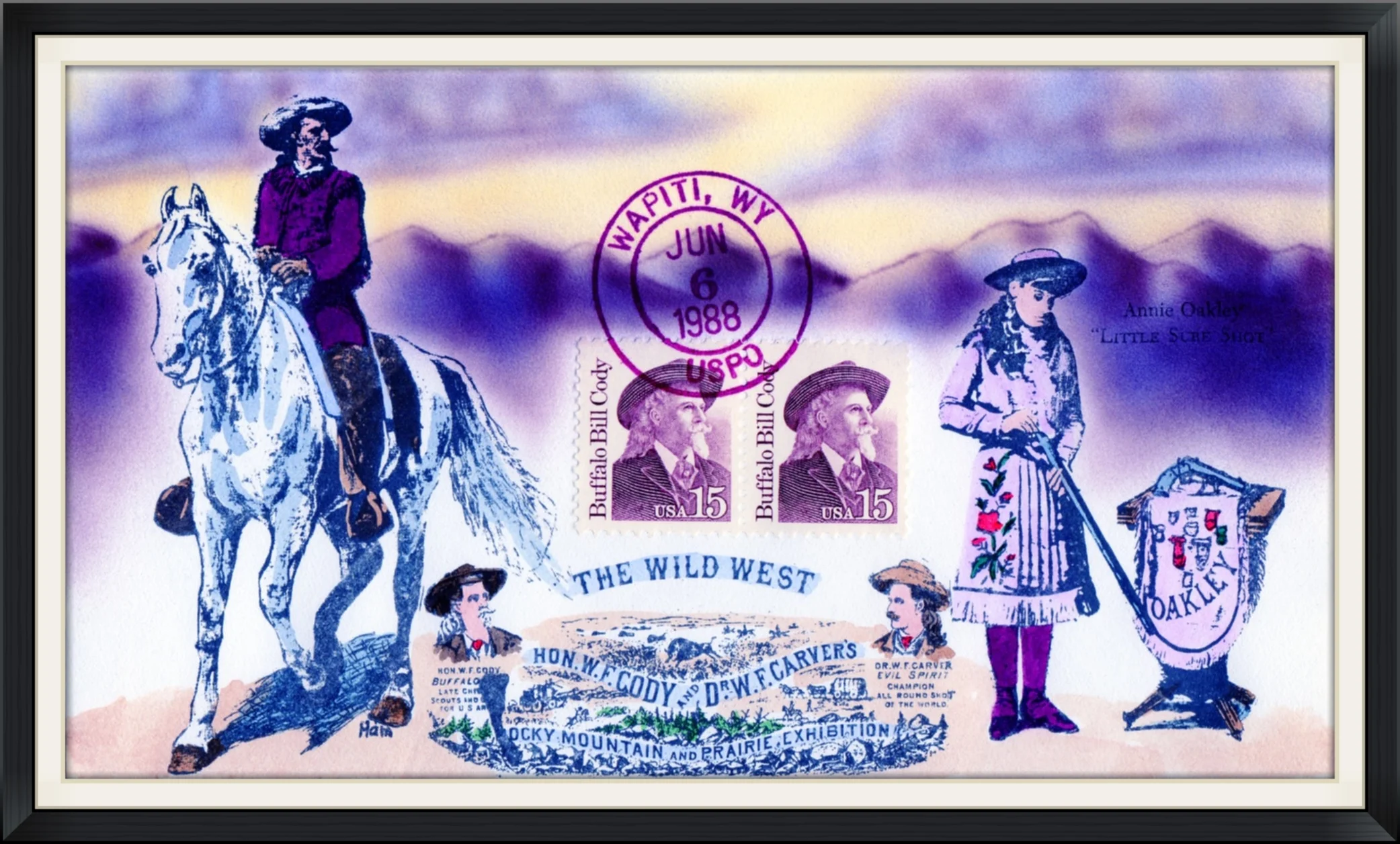 1988 (Postmarked in Wapity, WY) - The Wild West - Ltd. Edition #81/225 Cachet by Ham - First Day of Issue Cover