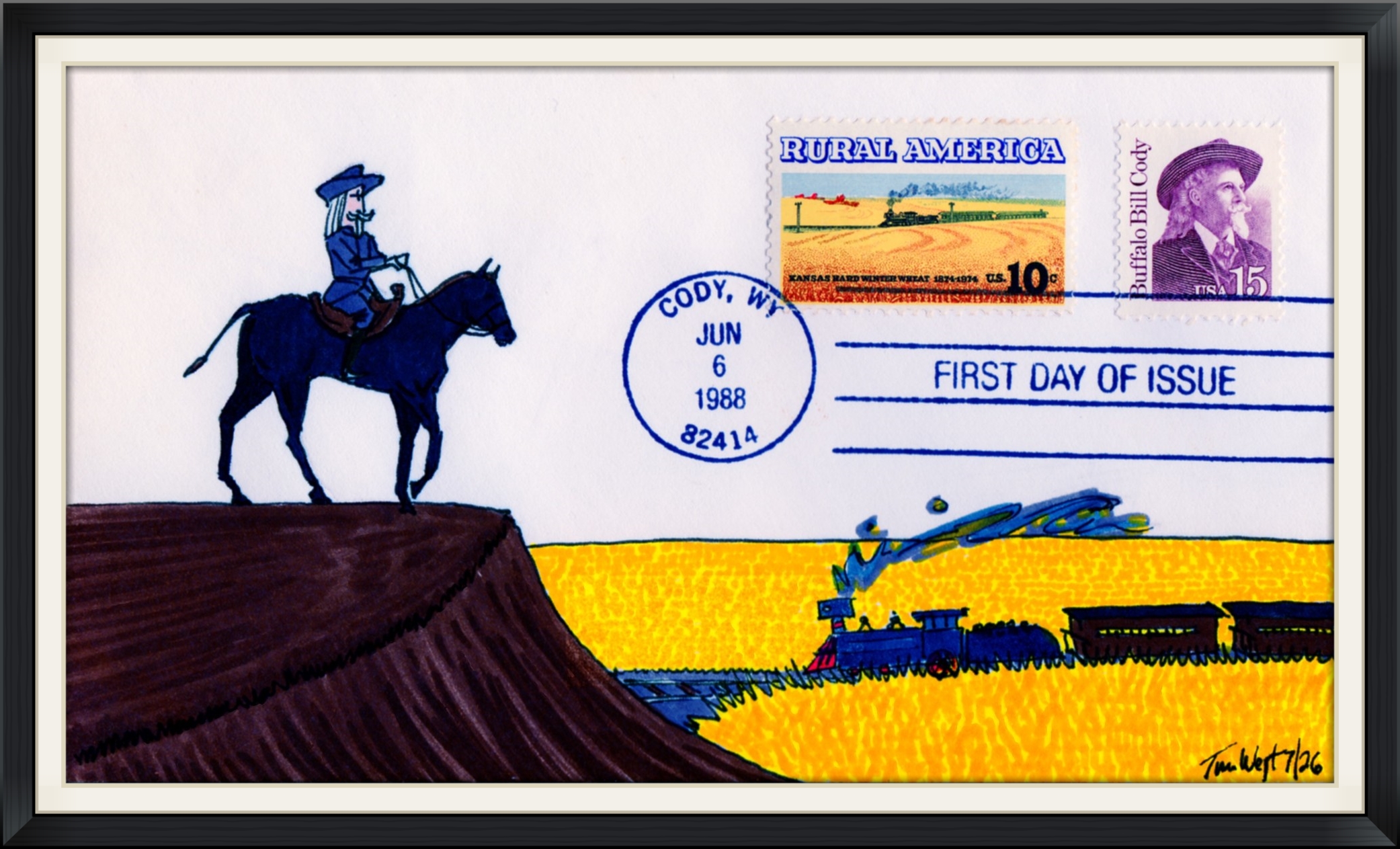 1988 (Postmarked in Cody, WY) - Ltd. Edition #7/26 Cachet by Tom West - First Day of Issue Envelope