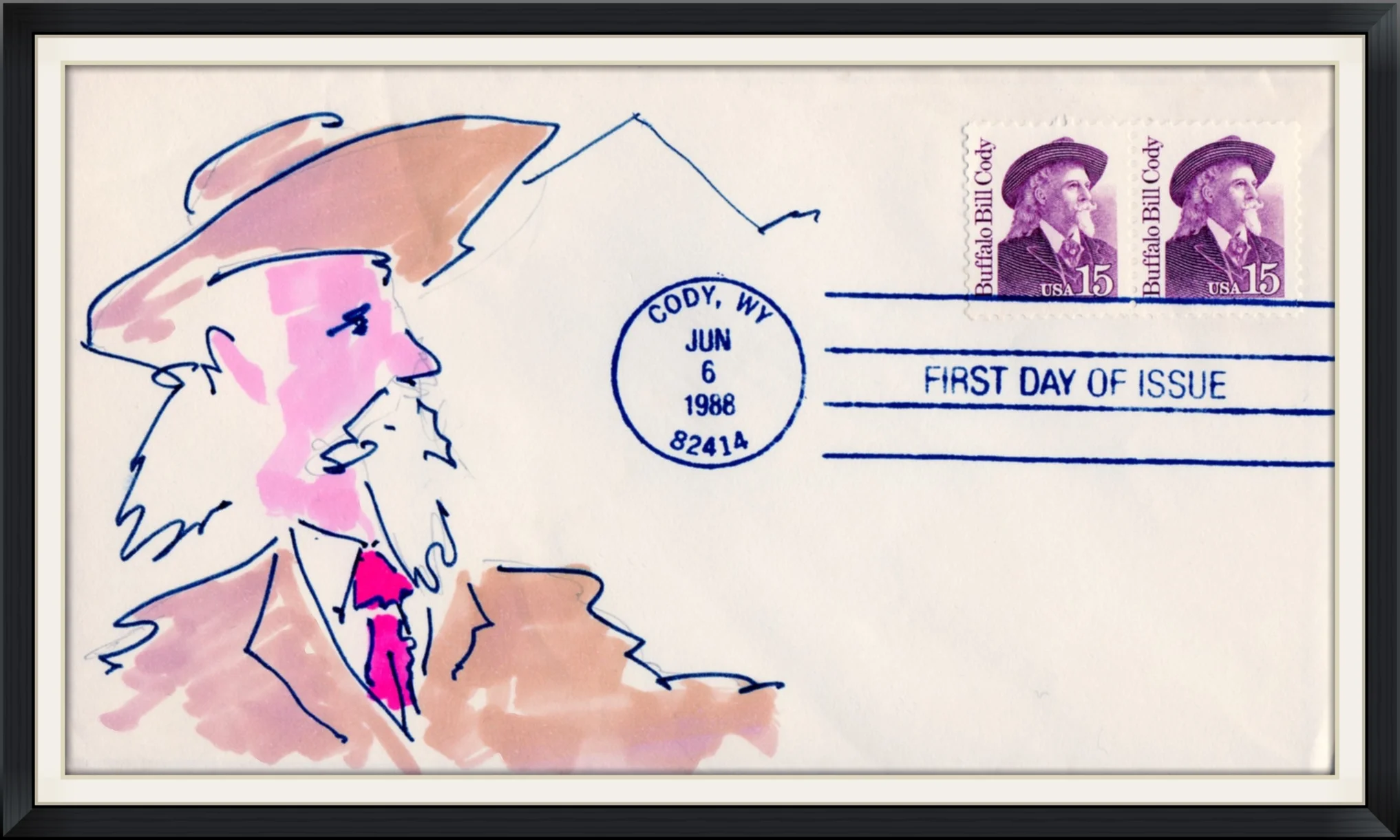 1988 (Postmarked in Cody, WY) - Custom Cachet - First Day of Issue Cover/Envelope