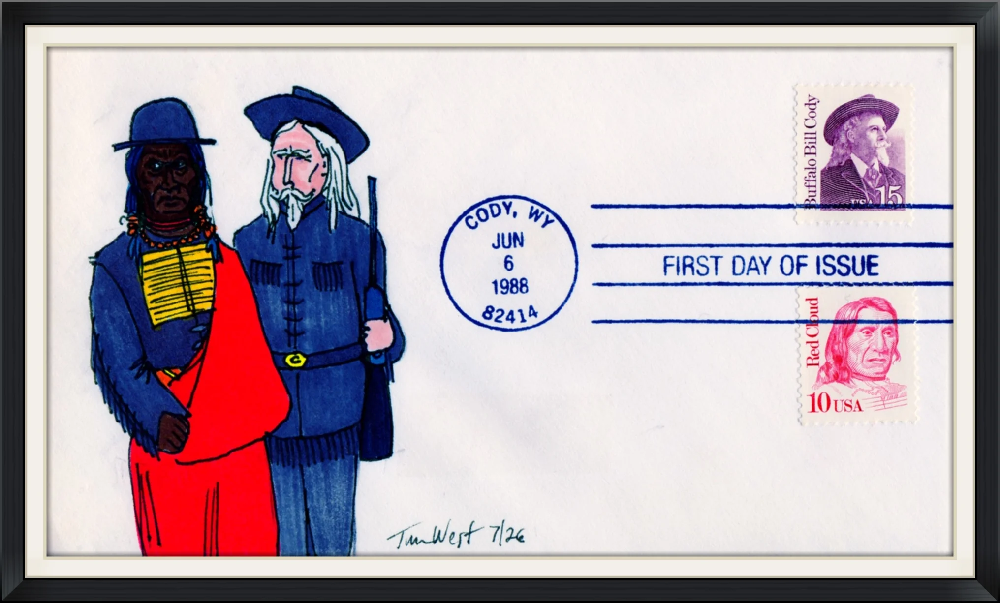1988 (Postmarked in Cody, WY) - Ltd. Edition #7/26 Cachet by Tim West - First Day of Issue Cover/Envelope