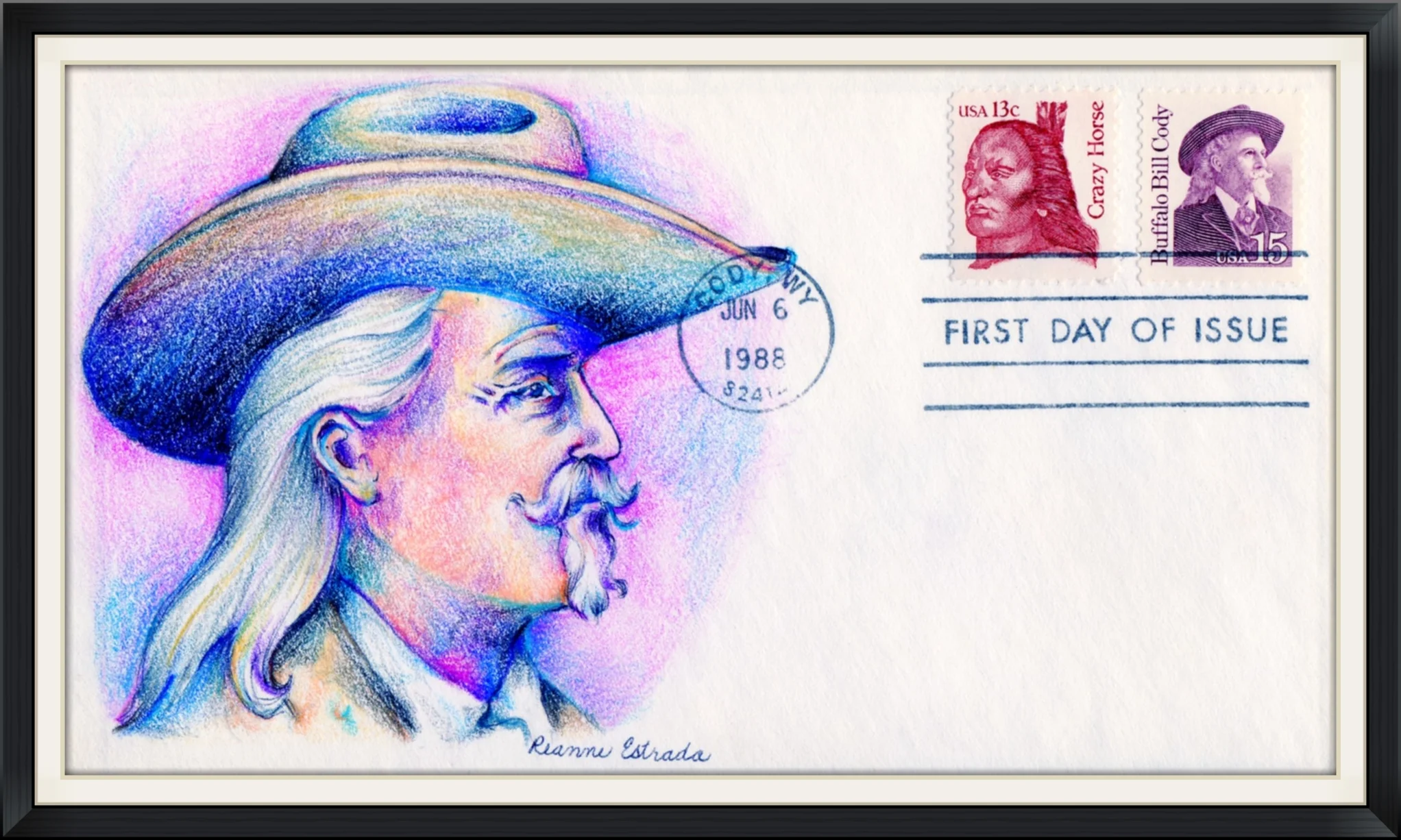 1988 (Postmarked in Cody, WY) - Ltd. Edition #2/12 Cachet by Reanne Estrada - First Day of Issue Cover/Envelope