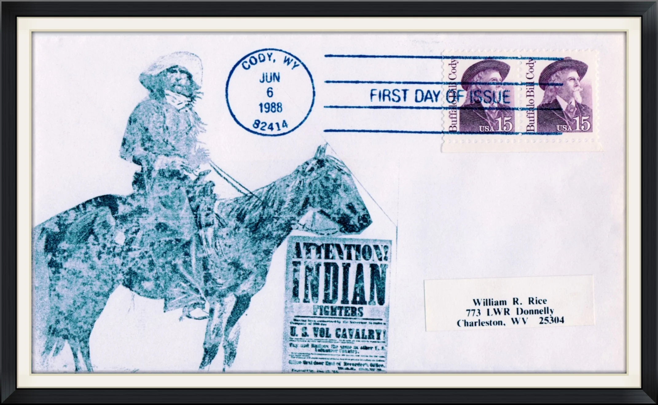 1988 (Postmarked in Cody, WY) - Attention Indian Fighters - First Day of Issue Cover/Envelope