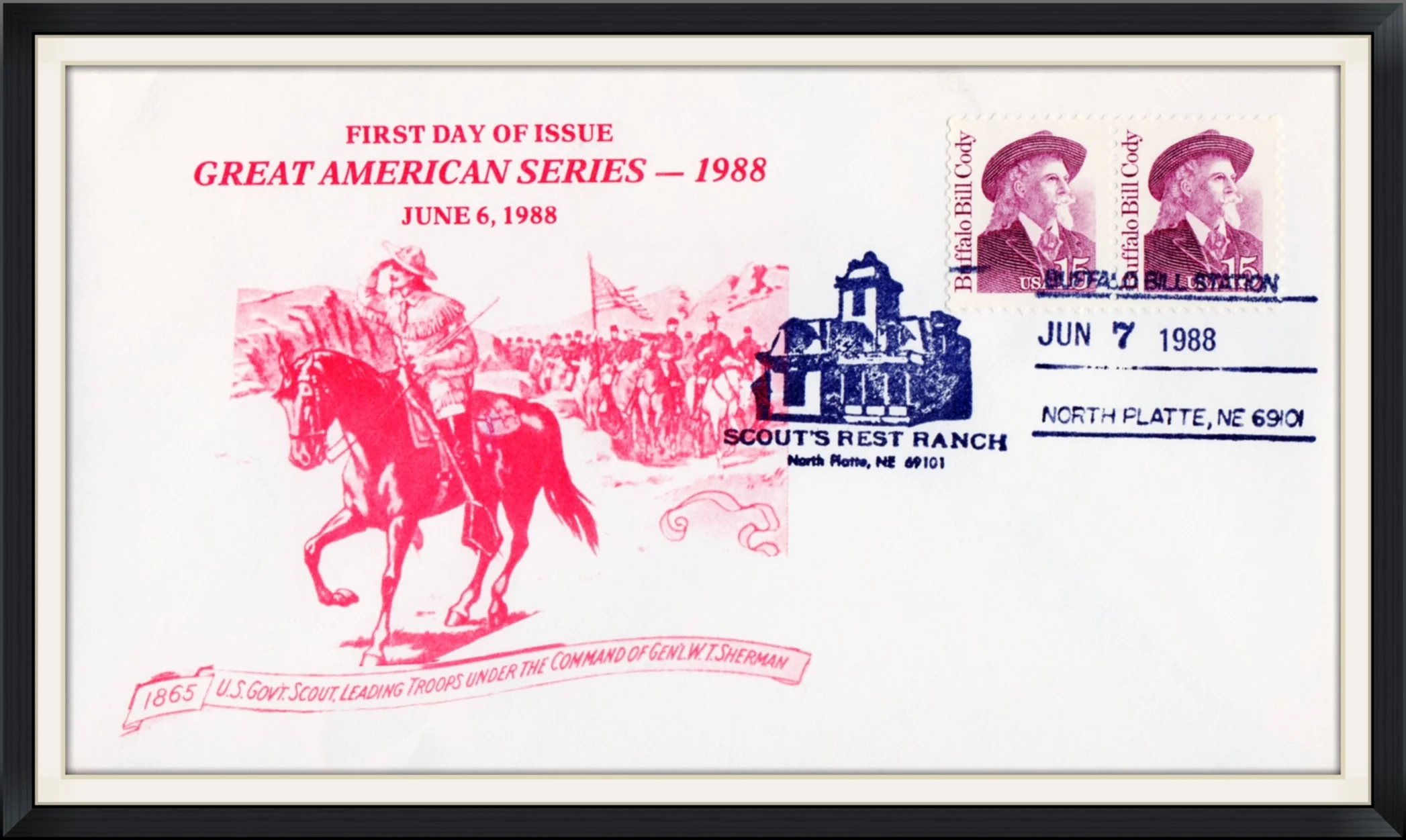 1988 (Postmarked in North Platte, NE) - Scout's Rest Ranch - Great American Series - First Day of Issue Cover/Envelope