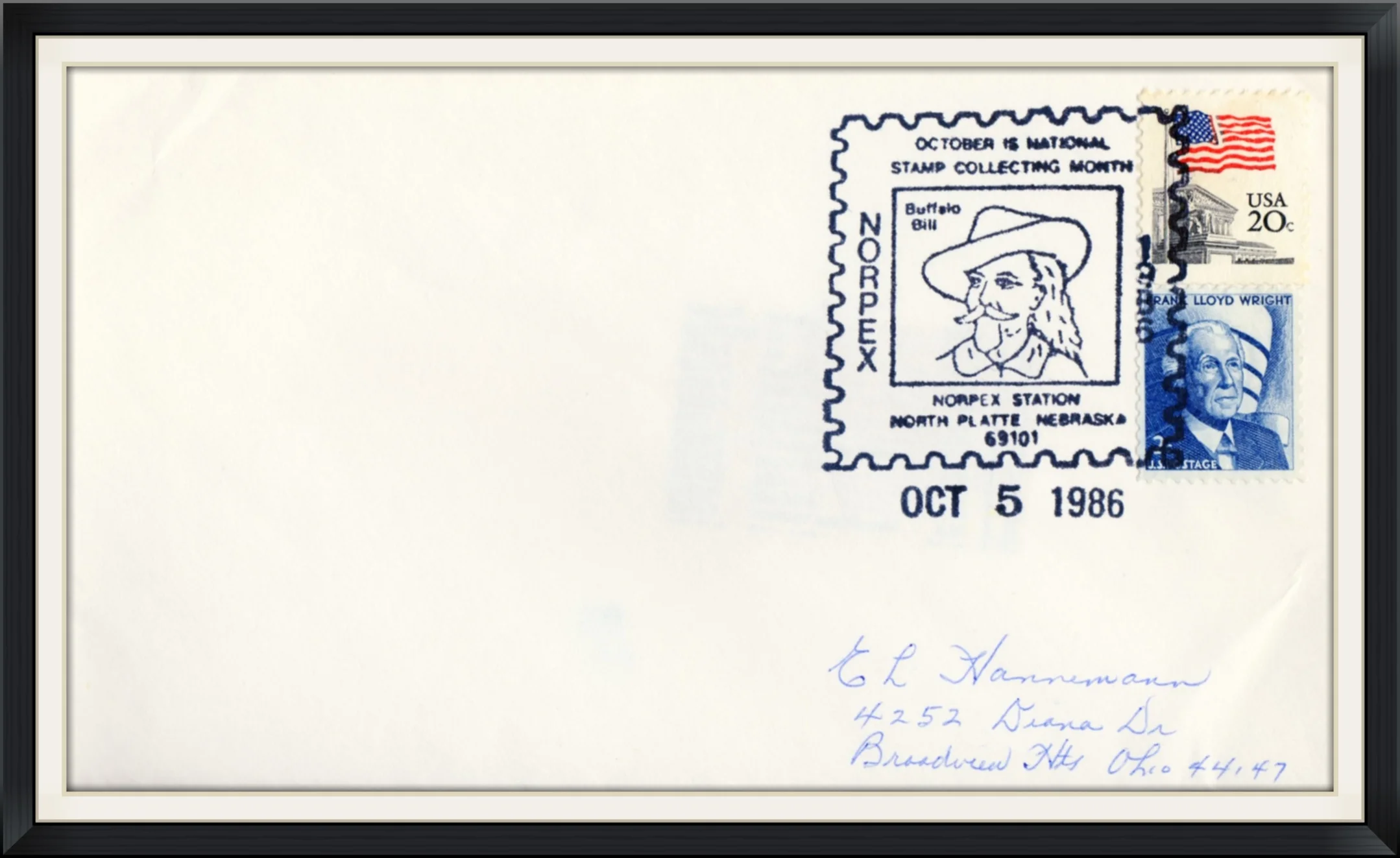 1986 (Postmarked in North Platte, Nebraska) - Buffalo Bill - Norplex Station - Commemorative, Date Envelope