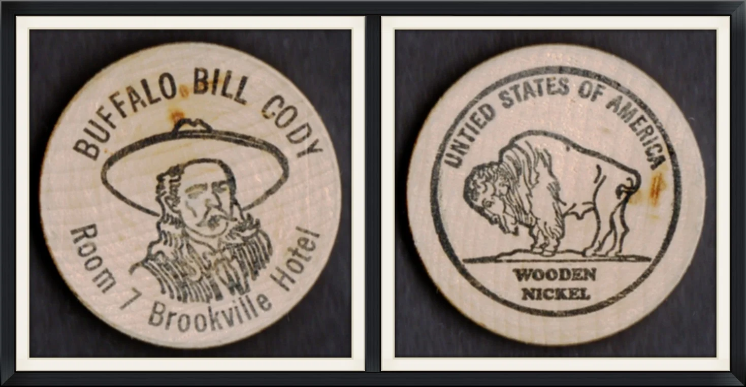Buffalo Bill Cody - Room 7 Brookville Hotel - United States of America - Souvenir, Wooden Nickle