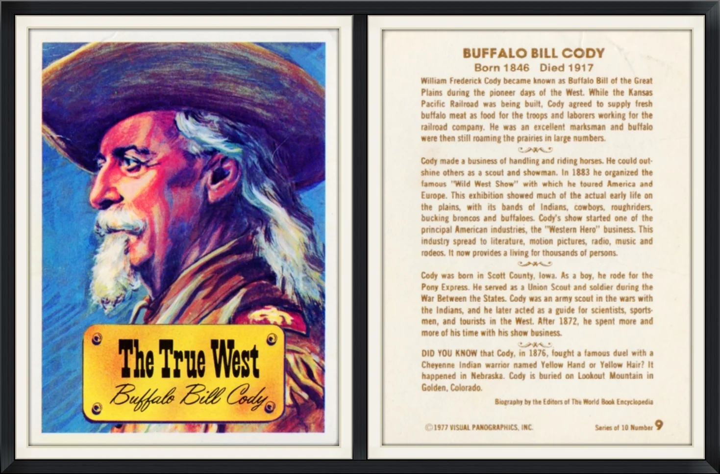 #9/10 - The True West - Buffalo Bill Cody - Visual Panographics, Inc. - Collector, Trading Card