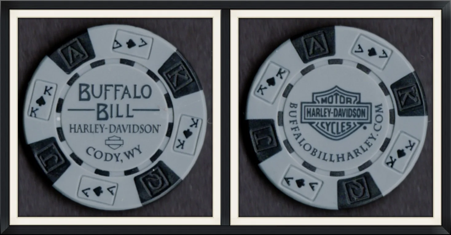 Buffalo Bill Harley Davidson, Cody, WY - Grey/Black, Souvenir, Game Token/Poker Chip