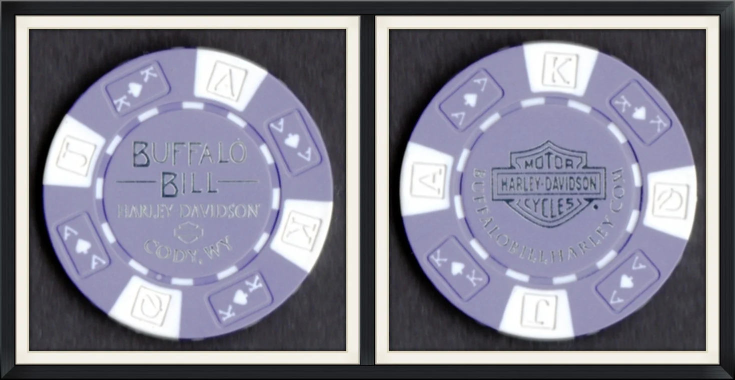 Buffalo Bill Harley Davidson, Cody, WY - Purple/White, Souvenir, Game Token/Poker Chip