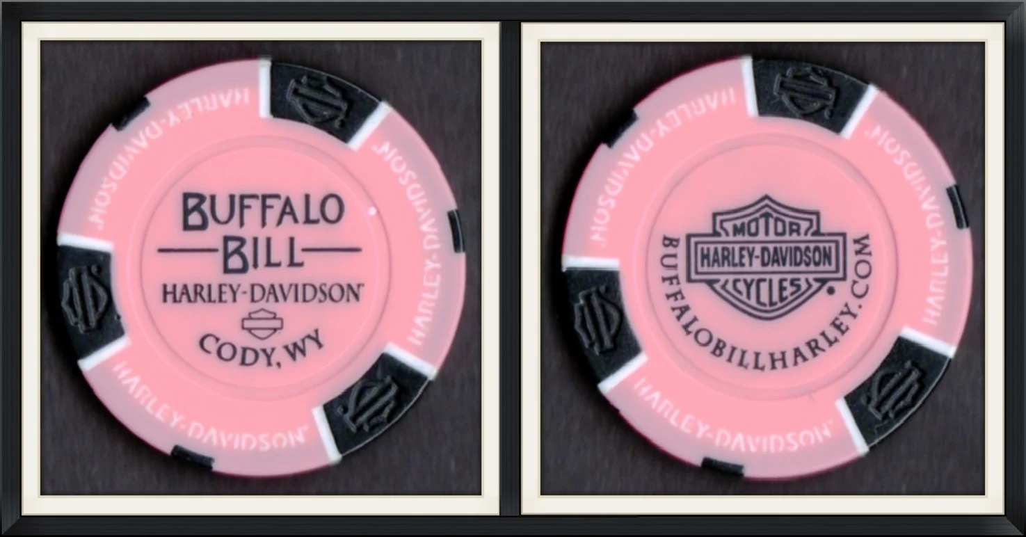 Buffalo Bill Harley Davidson, Cody, WY - Pink/Black, Souvenir, Game Token/Poker Chip
