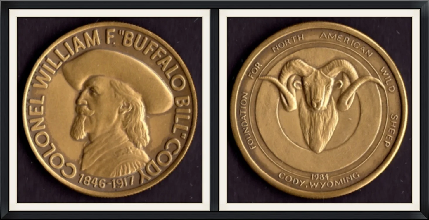 1984 - Colonel William F. "Buffalo Bill" Cody (1846-1917) - Foundation for North American Wild Sheep, Cody, Wyoming - Collector, Metal Round/Medallion