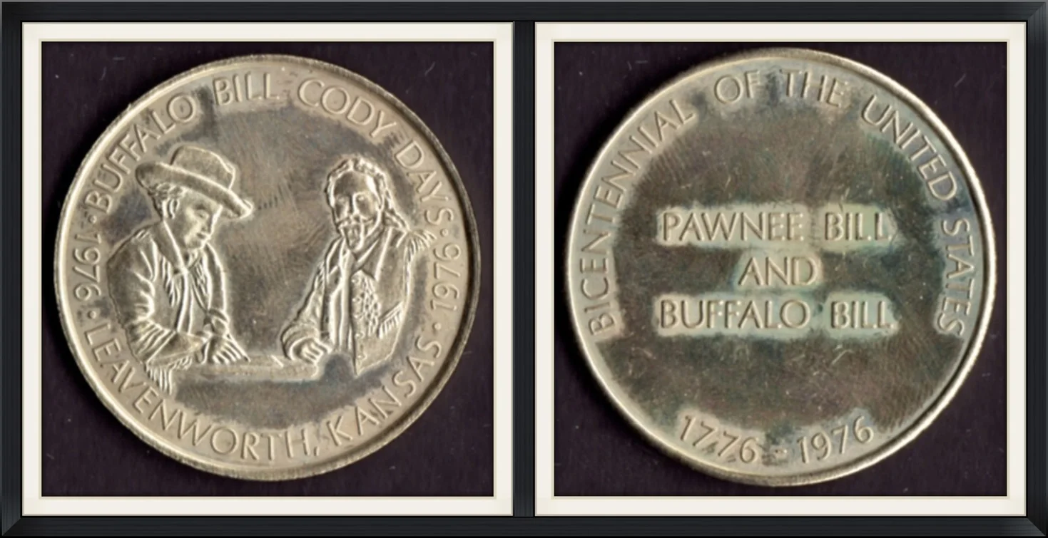 1976 - Buffalo Bill Cody Days, Leavenworth, Kansas - Bicentennial of the United States (1776-1976) - Pawnee Bill and Buffalo Bill - Collector, Metal Round/Medallion