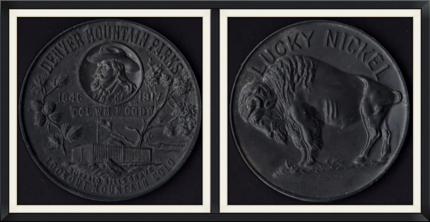 Denver Mountain Parks - Col. Wm. F. Cody (1846-1917) - Buffalo Bill's Grave, Lookout Mountain, Colo. - Souvenir, Metal Round/Medallion