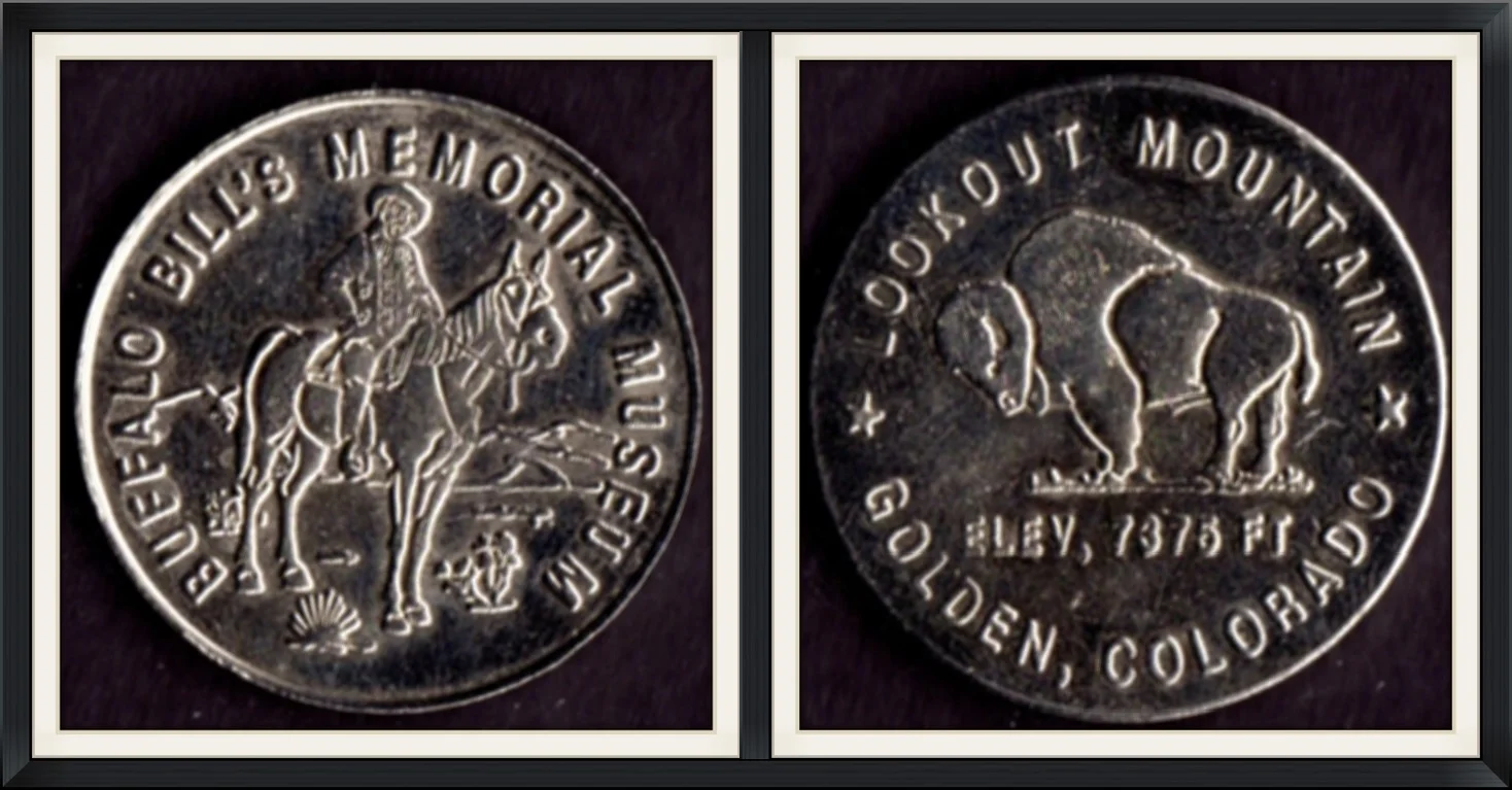Buffalo Bill's Memorial Museum, Lookout Mountain, Golden, Colorado - Elev, 7375 Ft - Souvenir, Metal Round/Medallion