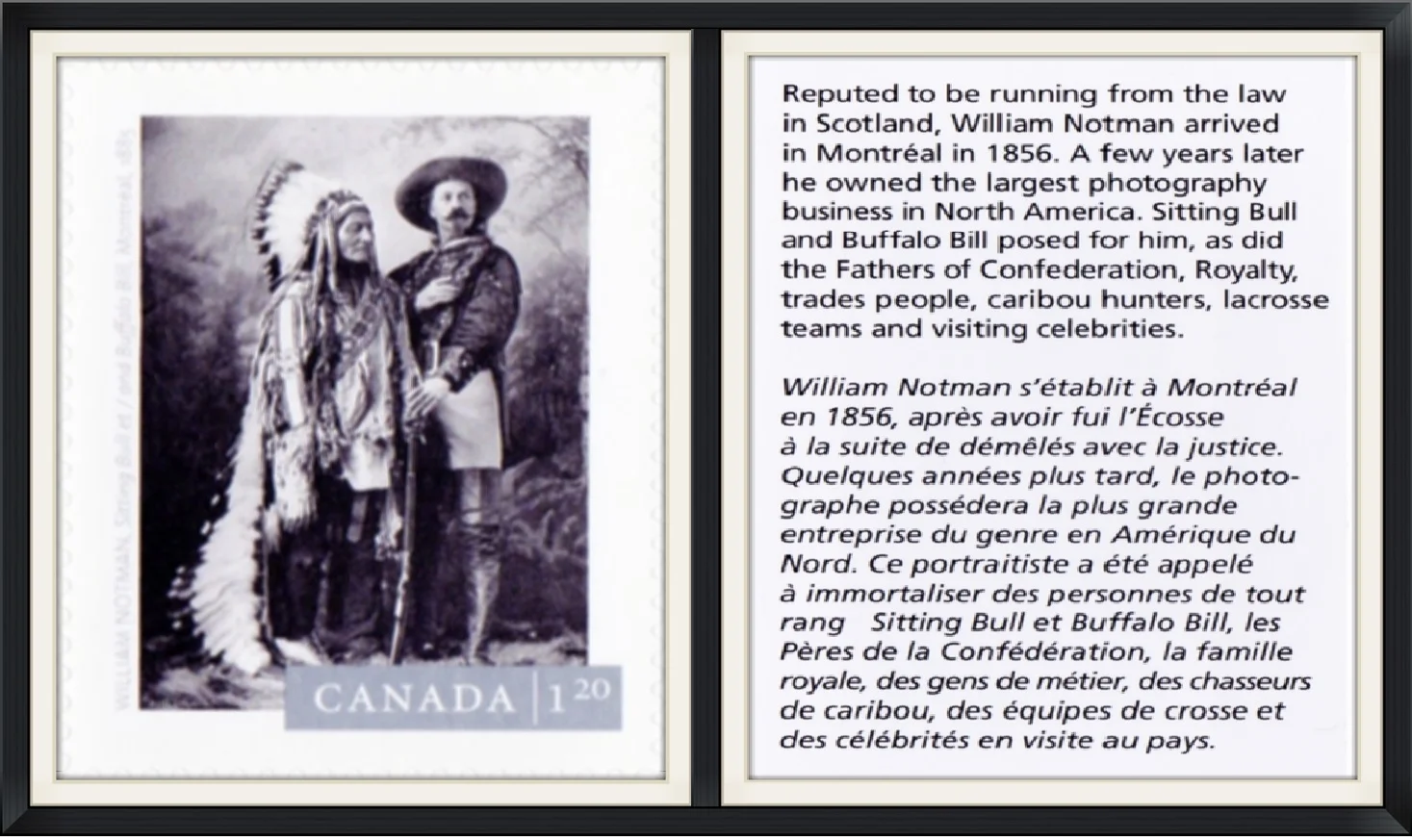 2014 - Buffalo Bill & Sitting Bull (Photo Taken by William Notman, Montreal, 1885) - Canada $1.20