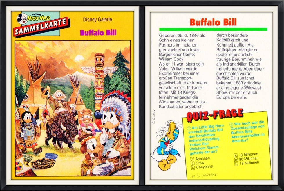 Donald Duck as Buffalo Bill - Disney Galerie - Sammelkarte - Trivia Card