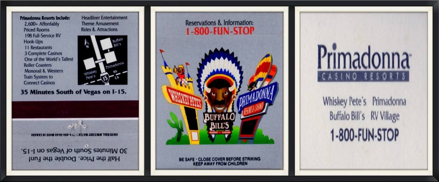 Primadonna Casino Resorts, Nevada - Souvenir Matchbook