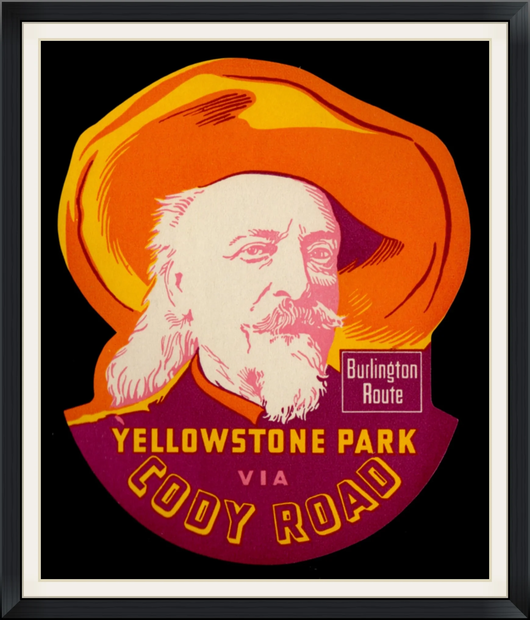 Yellowstone Park via Cody Road - Burlington Route - Travel, Souvenir Decal/Sticker