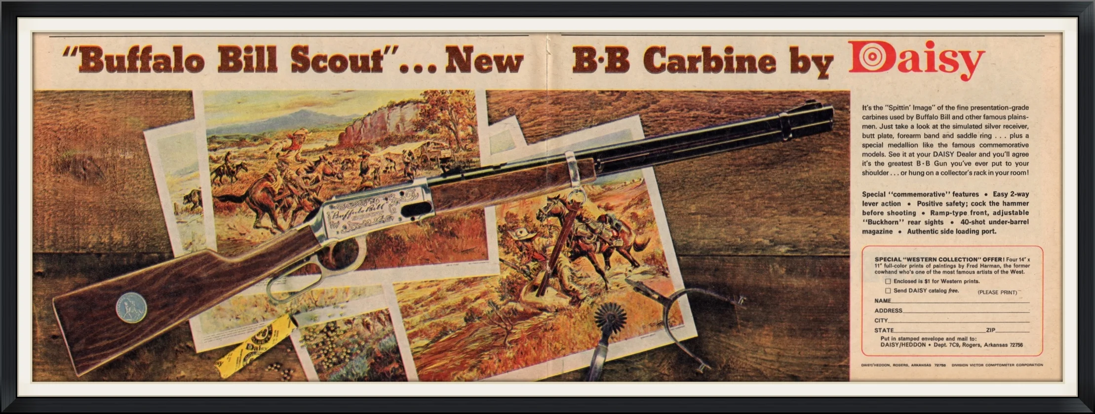 1970 - "Buffalo Bill Scout" - New BB Carbine Gun, Rifle by Daisy - Endorsement, Advertisement Clipping