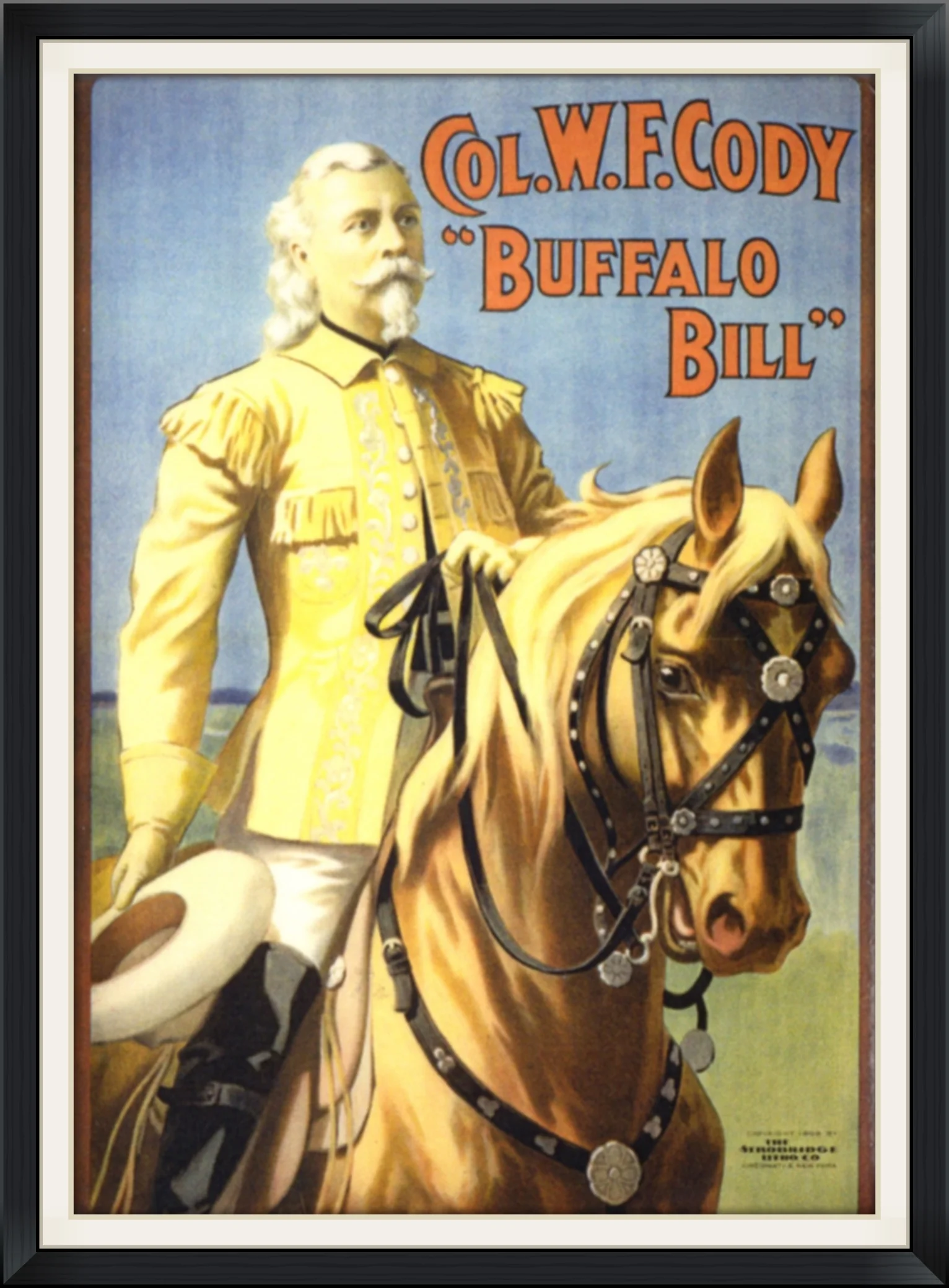 Col. W. F. Cody "Buffalo Bill" - Circa 1908 Art from the Strobridge Lithograph Company - Metal Magnet