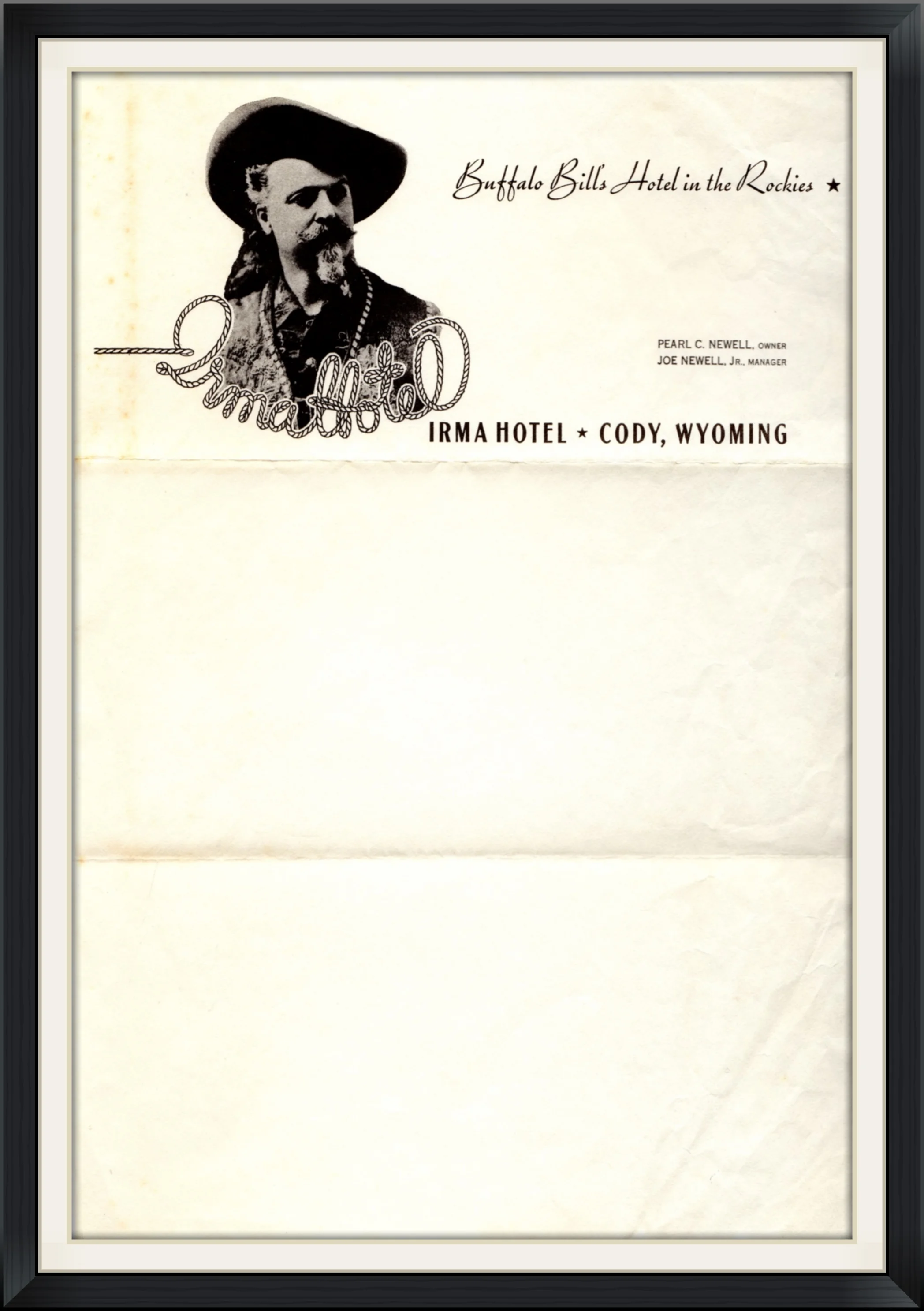 Irma Hotel - Buffalo Bills Hotel in the Rockies - Cody, Wyoming - Unused, Historical Letterhead