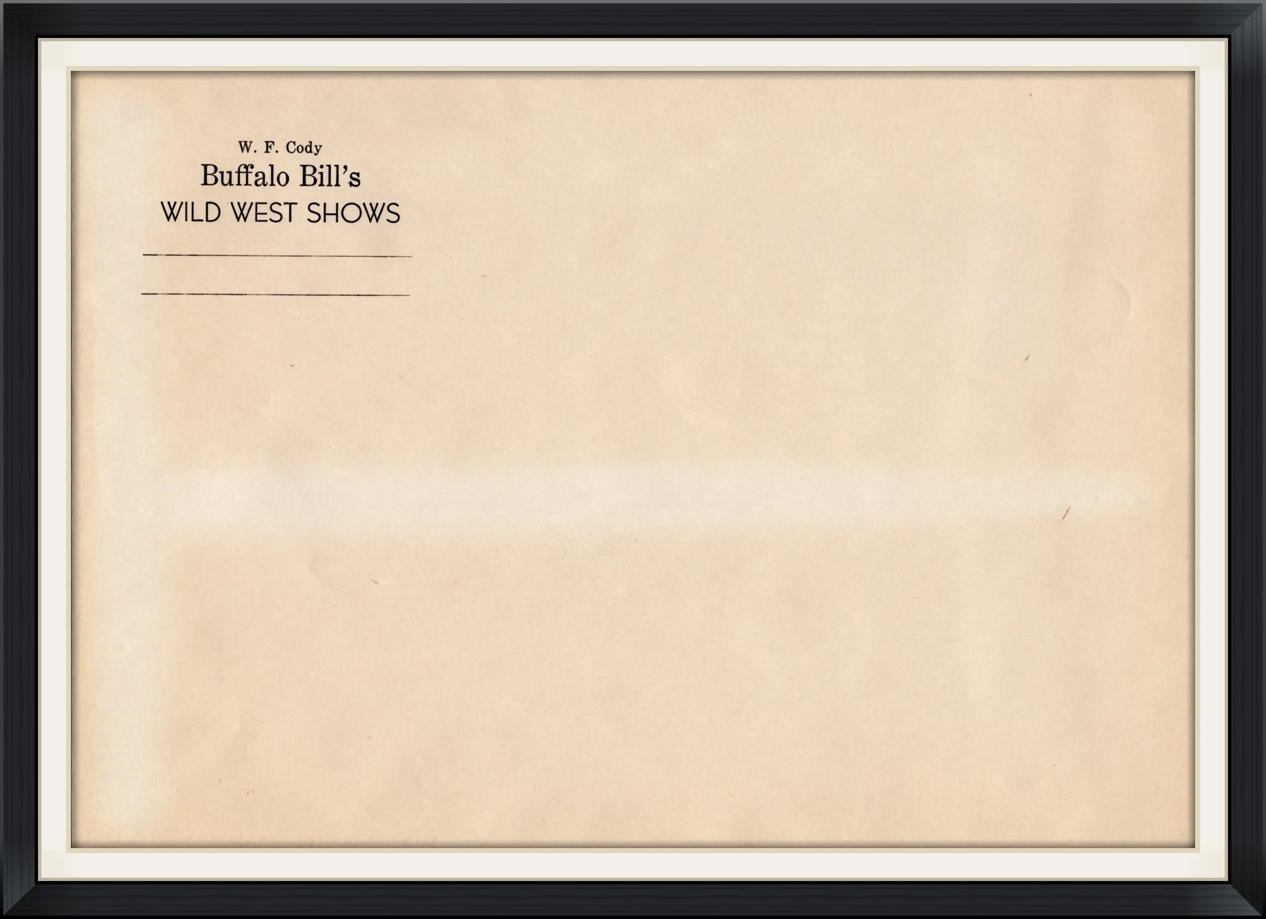 W. F. Cody - Buffalo Bill's Wild West Shows - Unused, Historical Envelope