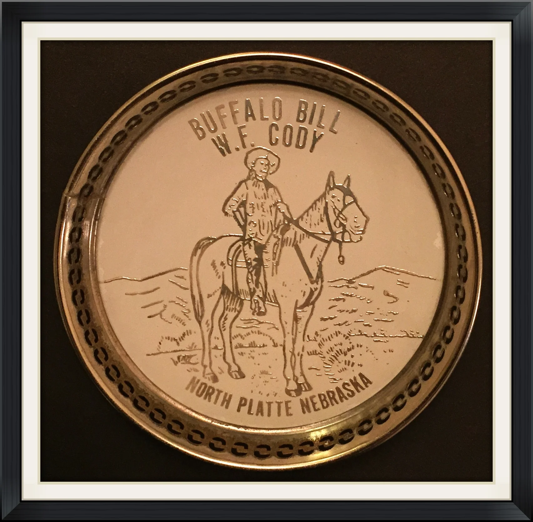 Buffalo Bill - W. F. Cody - North Platte, Nebraska - Metal, Souvenir Coaster