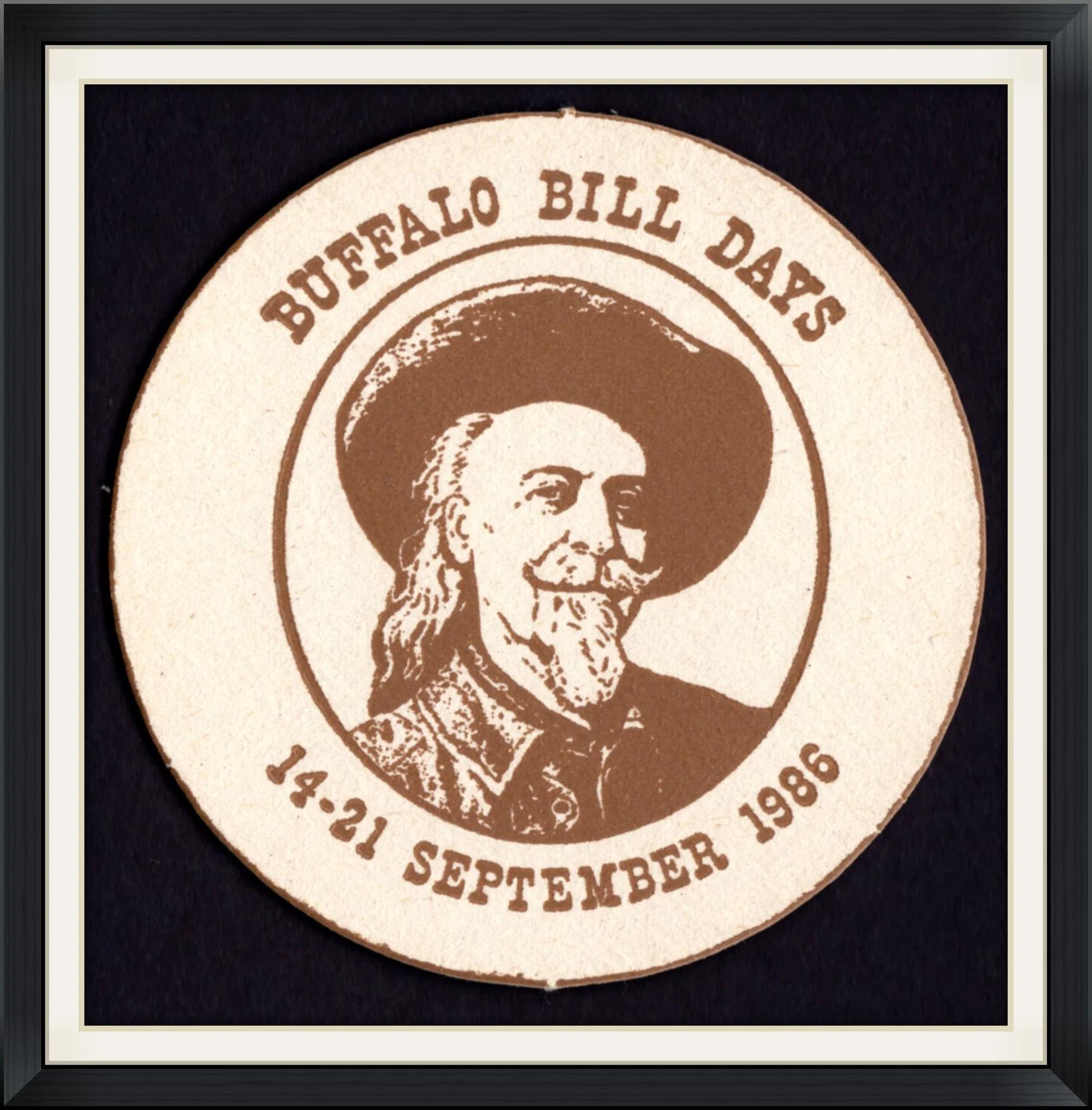 September 14th to 21st, 1986 - Buffalo Bill Days - Cardboard Coaster