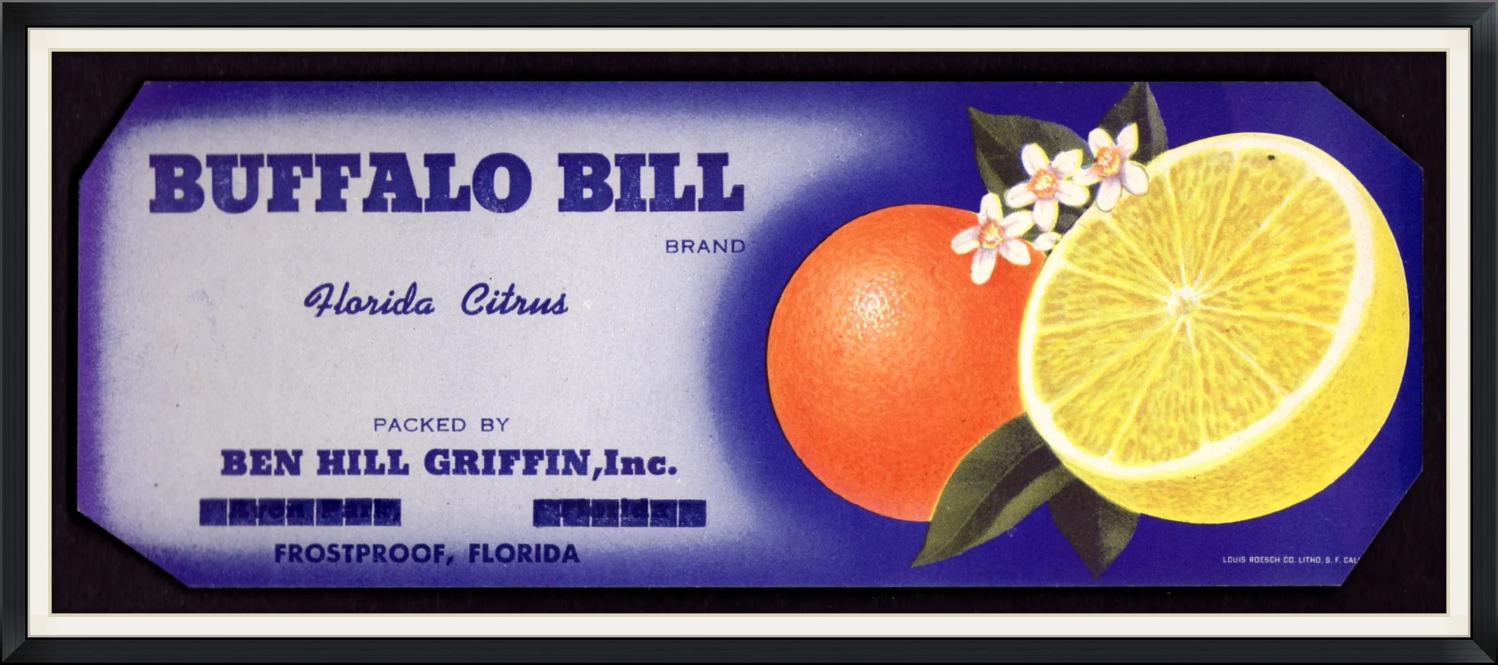 Buffalo Bill Brand - Florida Citrus - Packed by Ben Hill Griffin, Inc., (Avon Park), Frostproof, Florida - Endorsement, Advertisement Clipping