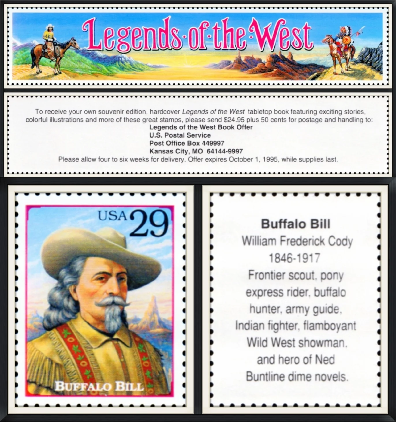 1993 - Buffalo Bill - USA .29 Cents - Legends of the West - United States Postal Service - Unused, Postage Stamp