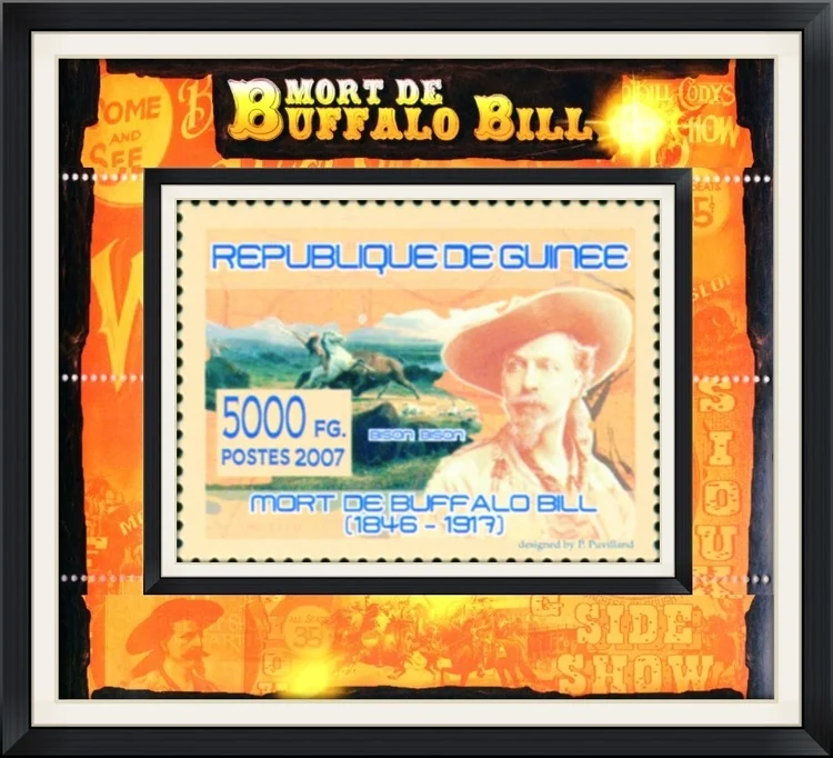 2007 - Mort De Buffalo bill (1846-1917) - Republique De Guinee - Bison, Bison - 5000 FG. Postes - Designed by P. Puvilland - Unused, Postage Stamp