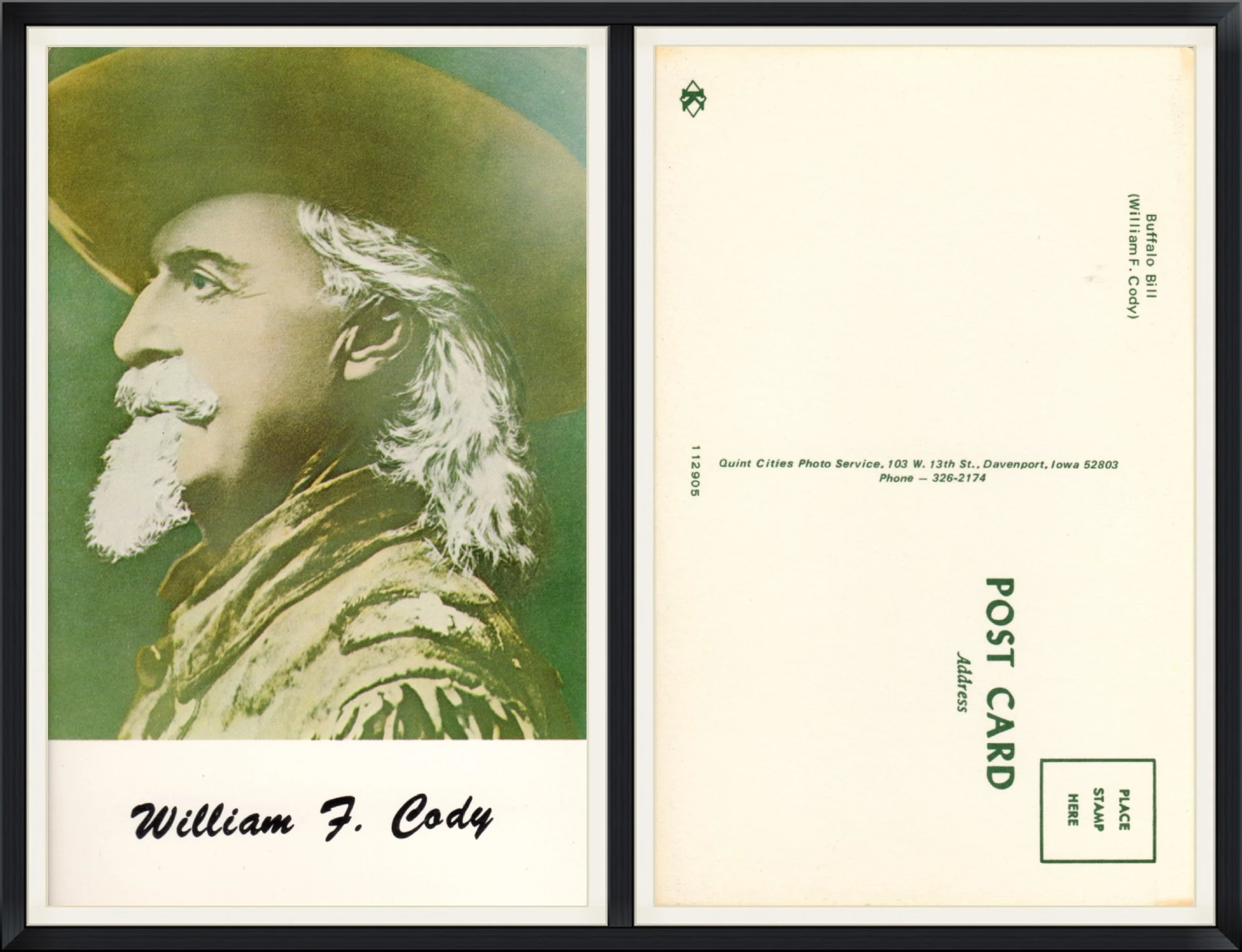 Printed Postcard of William F. Cody (Buffalo Bill). #112905. Unused & Unpostmarked.