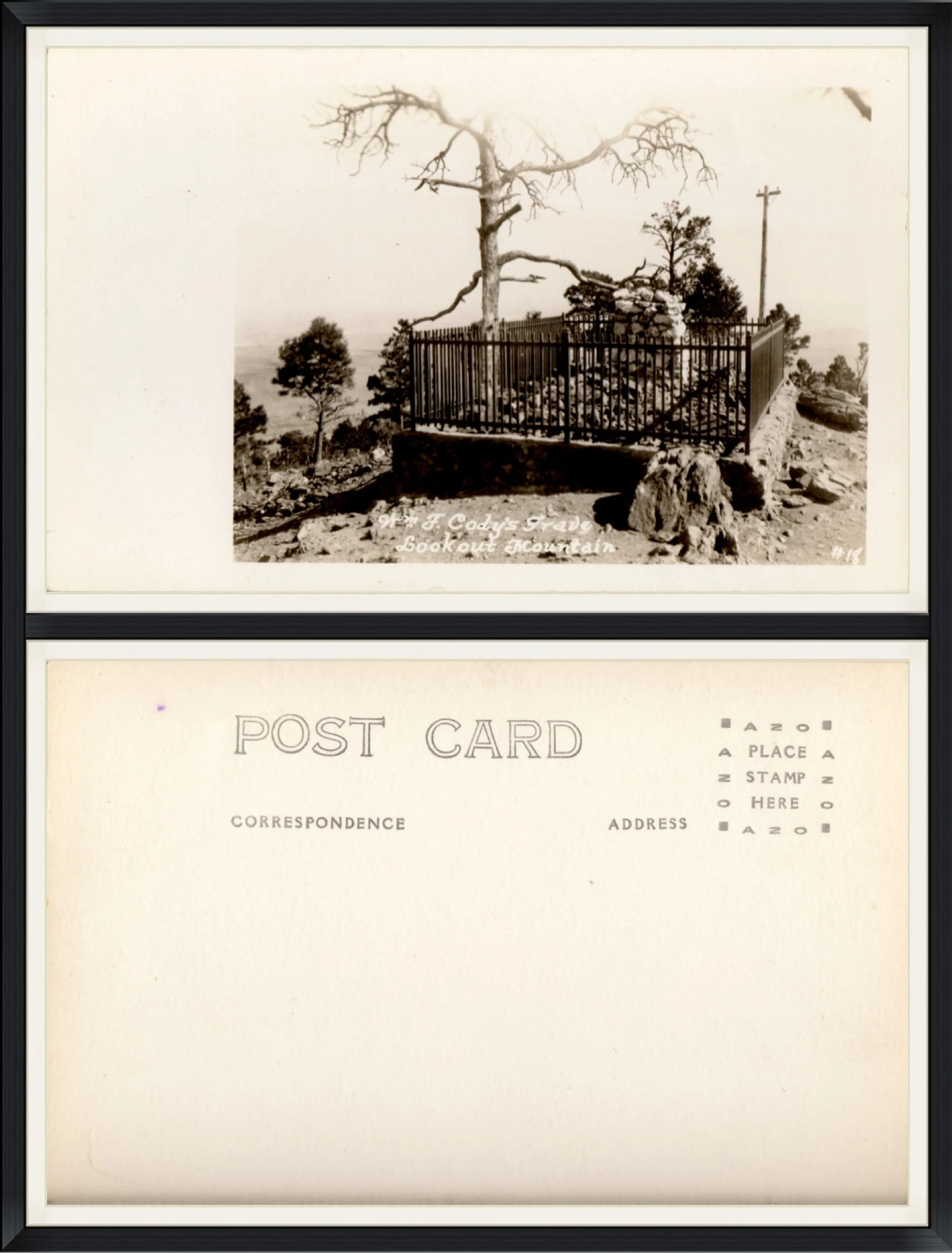 Real Photo Post Card of Wm. F. Cody's Grave in Lookout Mountain, CO. #18 Azo. Unused & Unpostmarked.