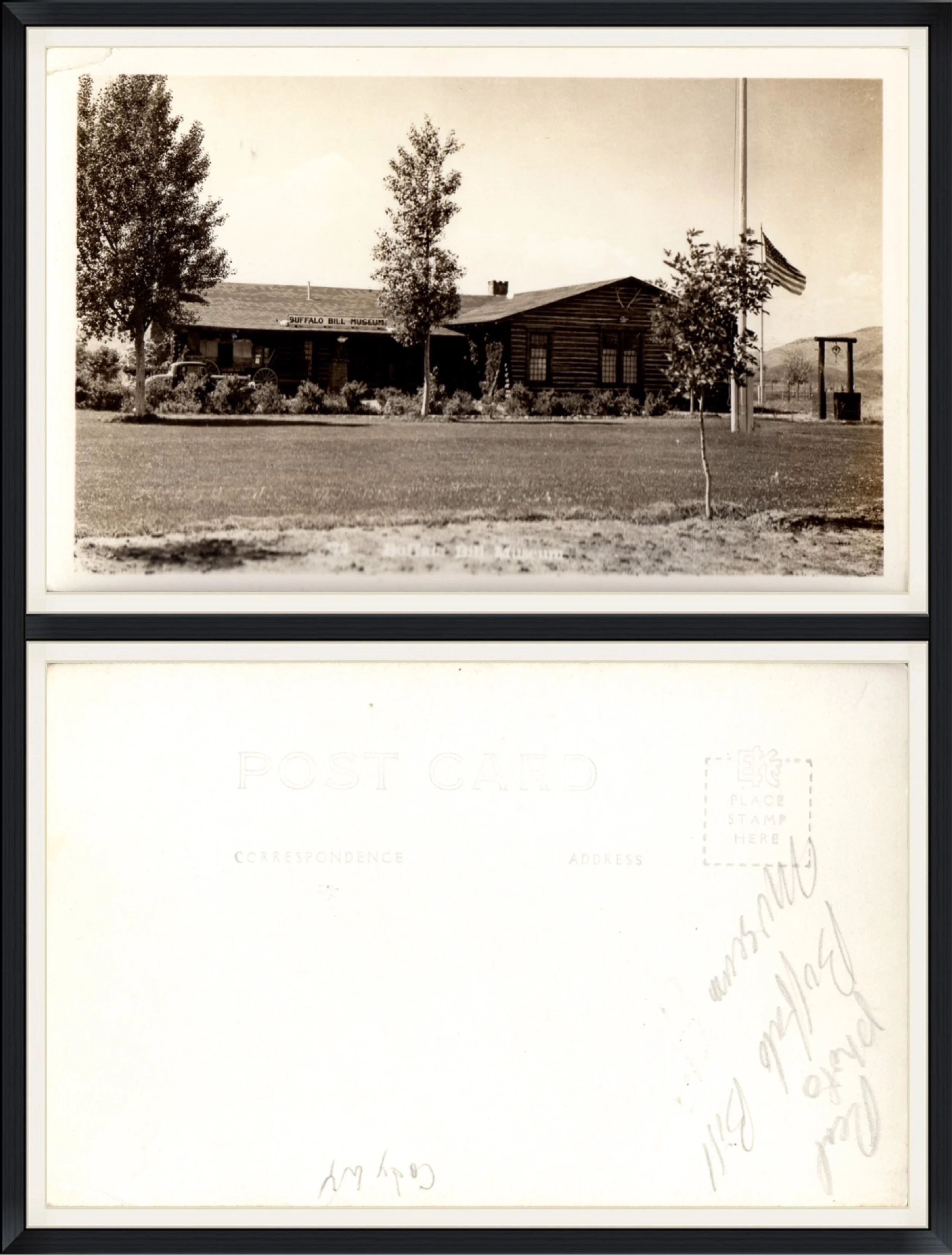 Real Photo Post Card of Buffalo Bill Museum, Cody, WY. EKC. Used & Unpostmarked.