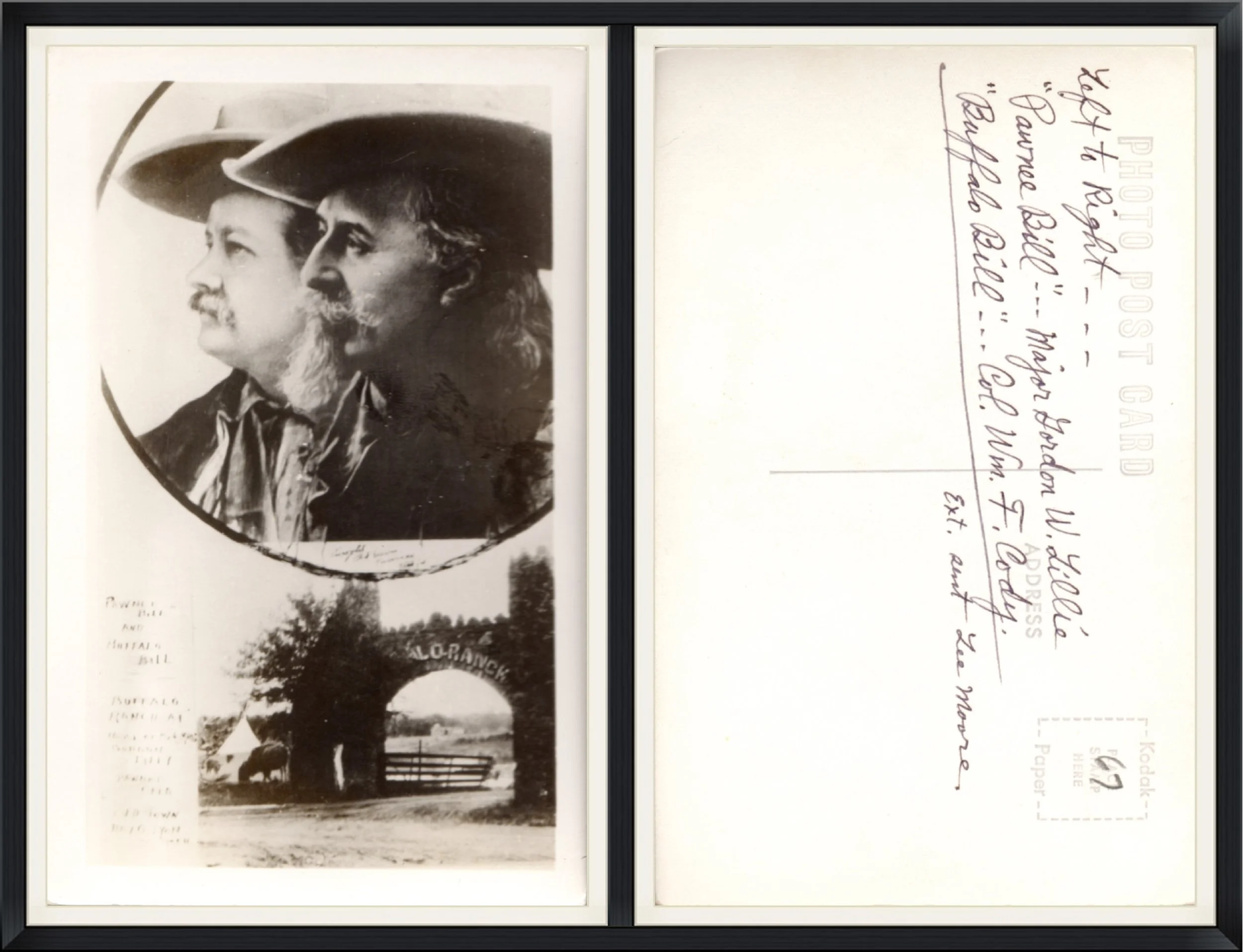 Real Photo Post Card of Buffalo Bill & Pawnee Bill. Kodak Paper. Used & Unpostmarked.