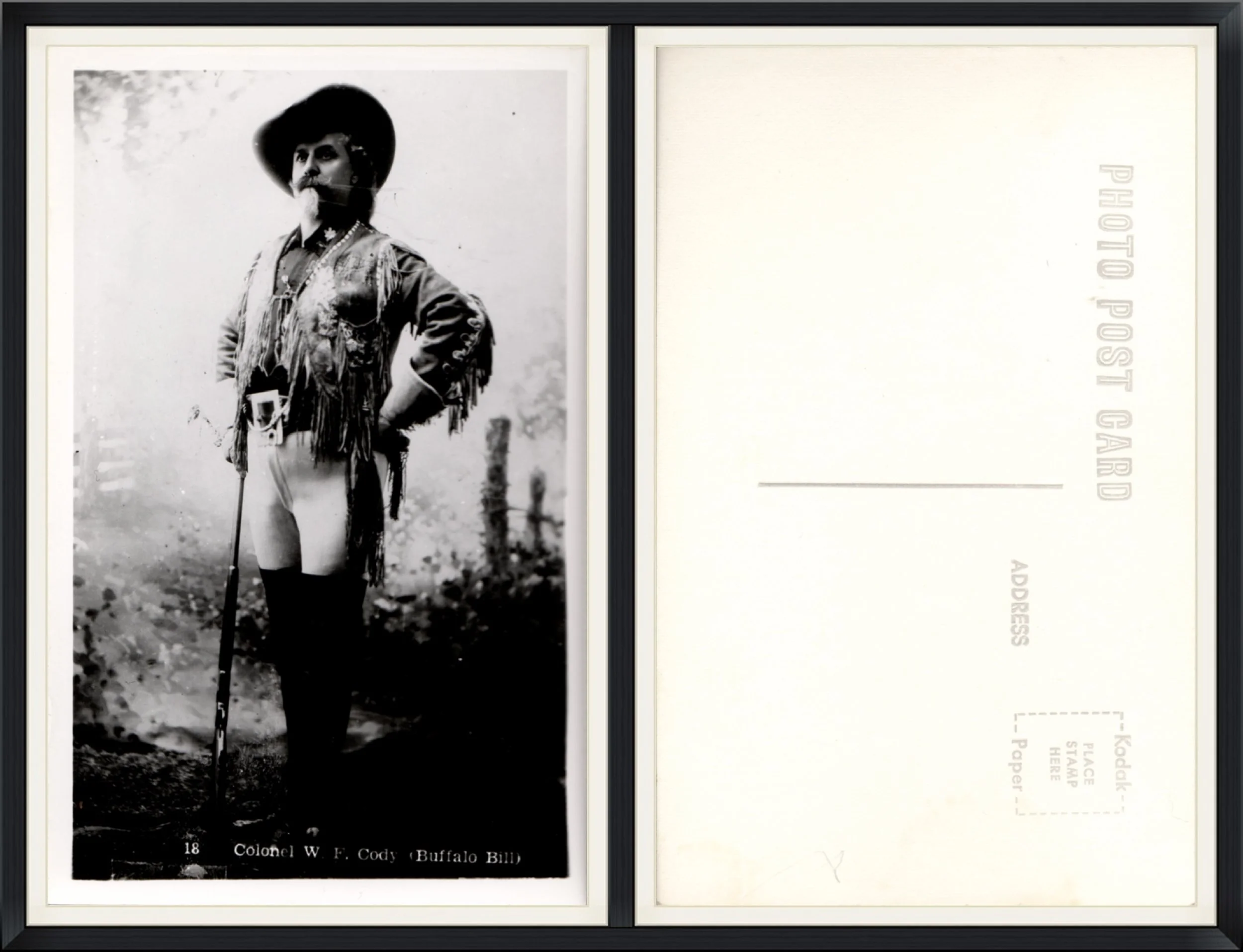 Real Photo Post Card of Colonel W. F. Cody (Buffalo Bill). #18. Kodak Paper. Unused & Unpostmarked.