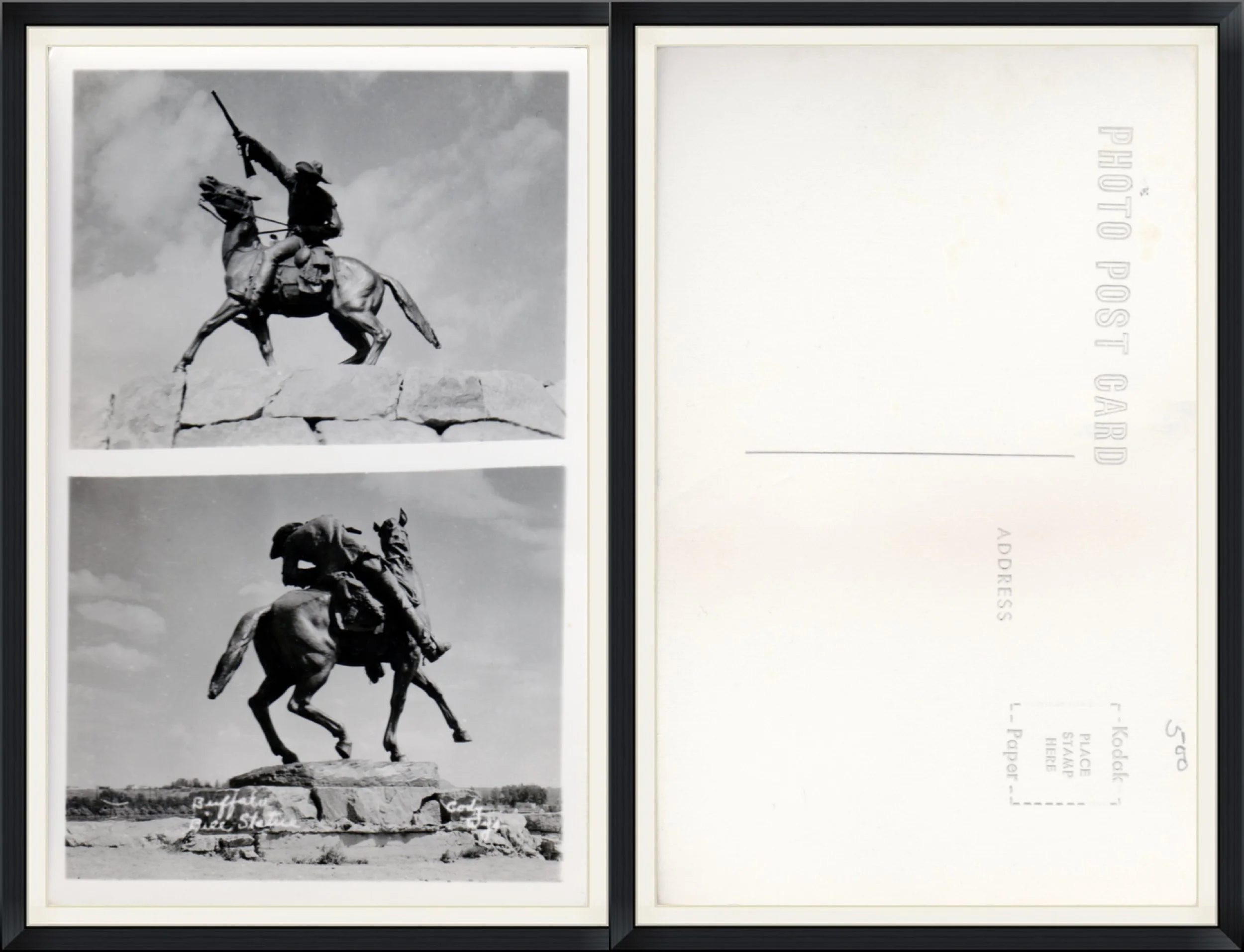 Real Photo Post Card of Buffalo Bill Statue, Cody, WY. Kodak Paper. Unused & Unpostmarked.