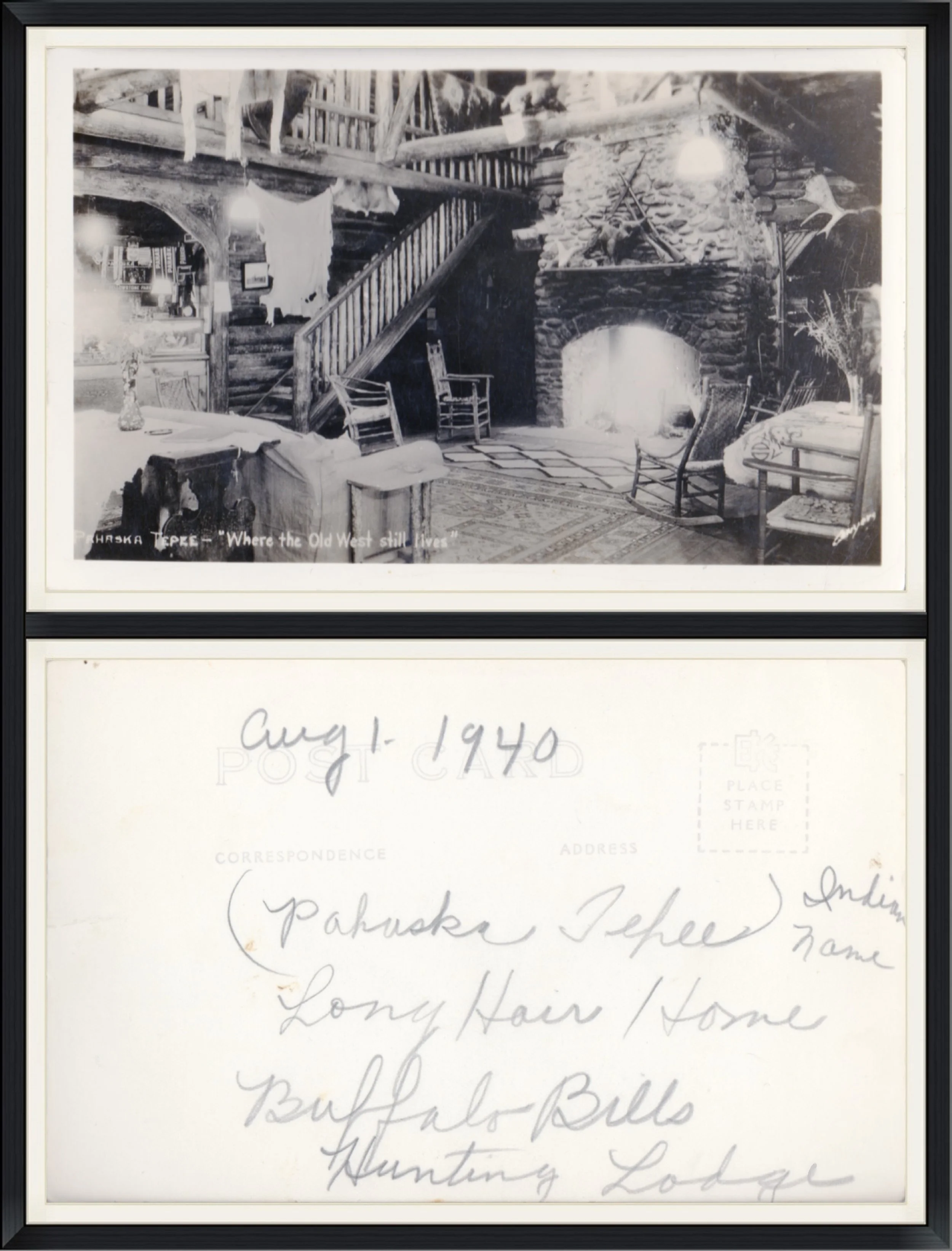 Real Photo Post Card of Pahaska Tepee "Where the Old West Still Lives." EKC. Used & Unpostmarked. Date 8/1/1940.