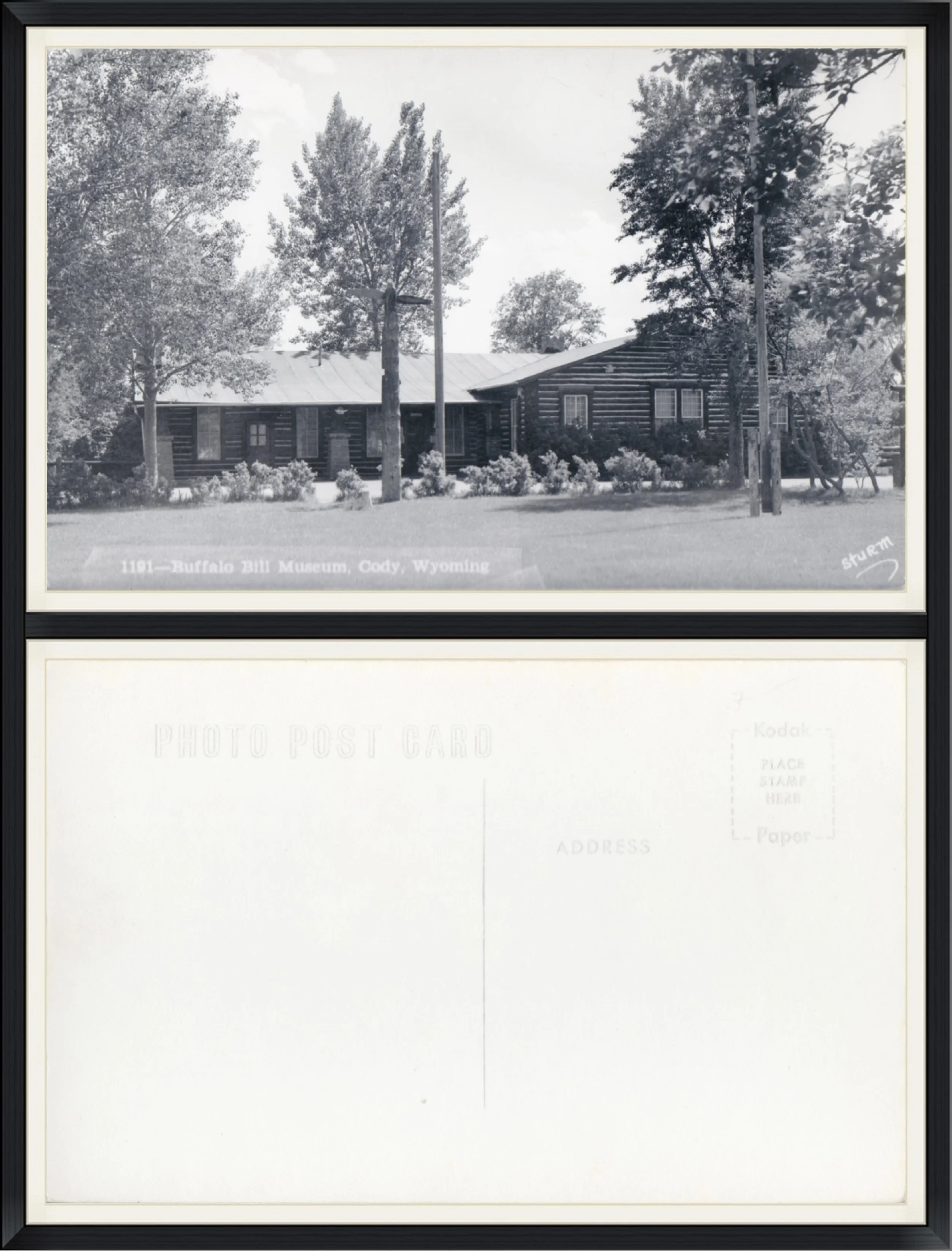 Real Photo Post Card of Buffalo Bill Museum, Cody, Wyoming. #1191. Photo by Sturm. Kodak Paper. Unused & Unpostmarked.