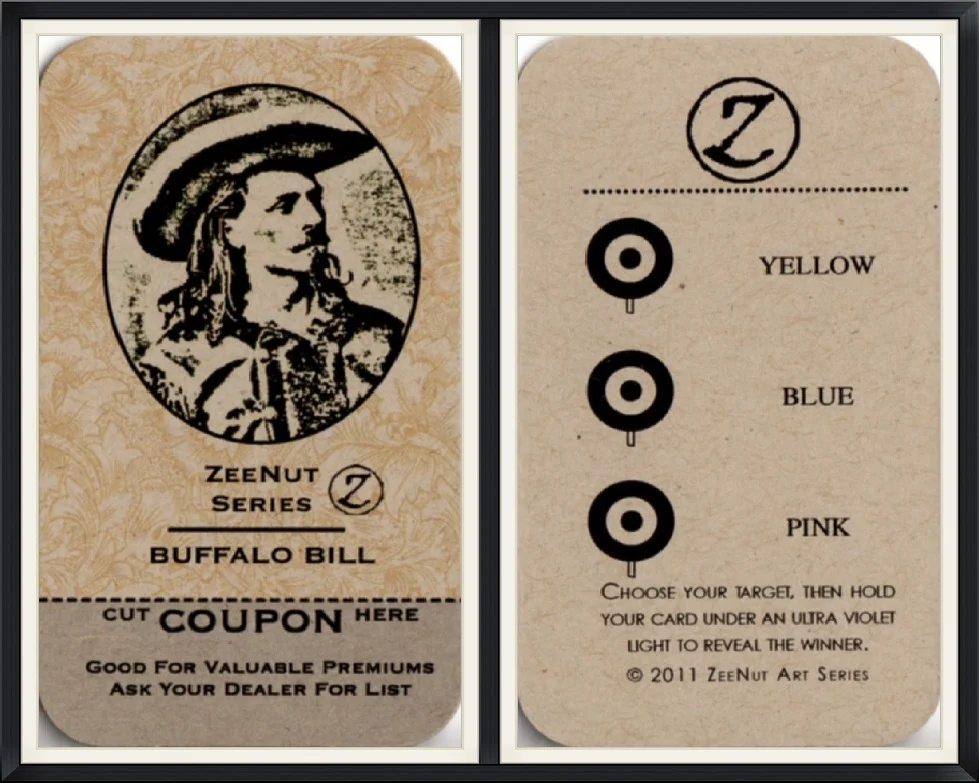 2011 - Buffalo Bill - ZeeNut Art Series - Yellow, Blue & Pink Target - Coupon Card