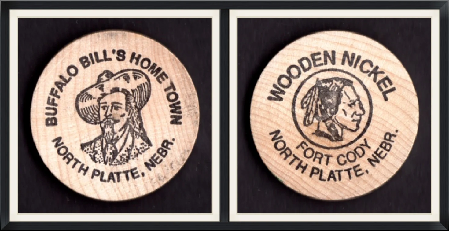 Buffalo Bill's Home Town - North Platte, Nebraska - Fort Cody - Wooden Nickel - Round Token