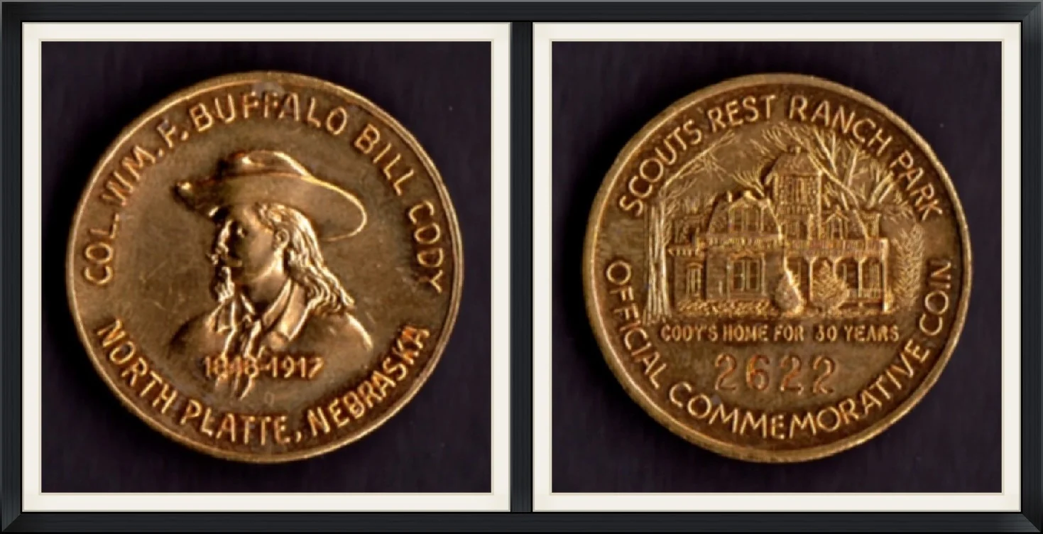 Col. Wm. F. Buffalo Bill Cody - North Platte, Nebraska - Scouts Rest Ranch Park (Cody's Home For 30 Years) - Official Commemorative Coin - #2622 - Bronze Round.