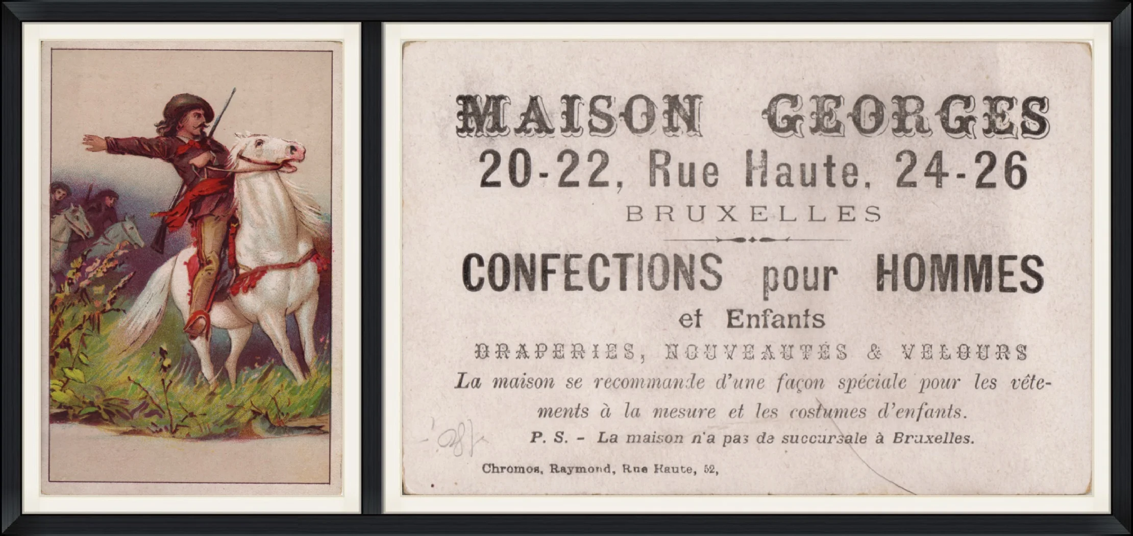 Maison Georges - 20-22, Rue Haute, 24-26 - Bruxelles - Confections pour Hommes et Enfants - Trading Card