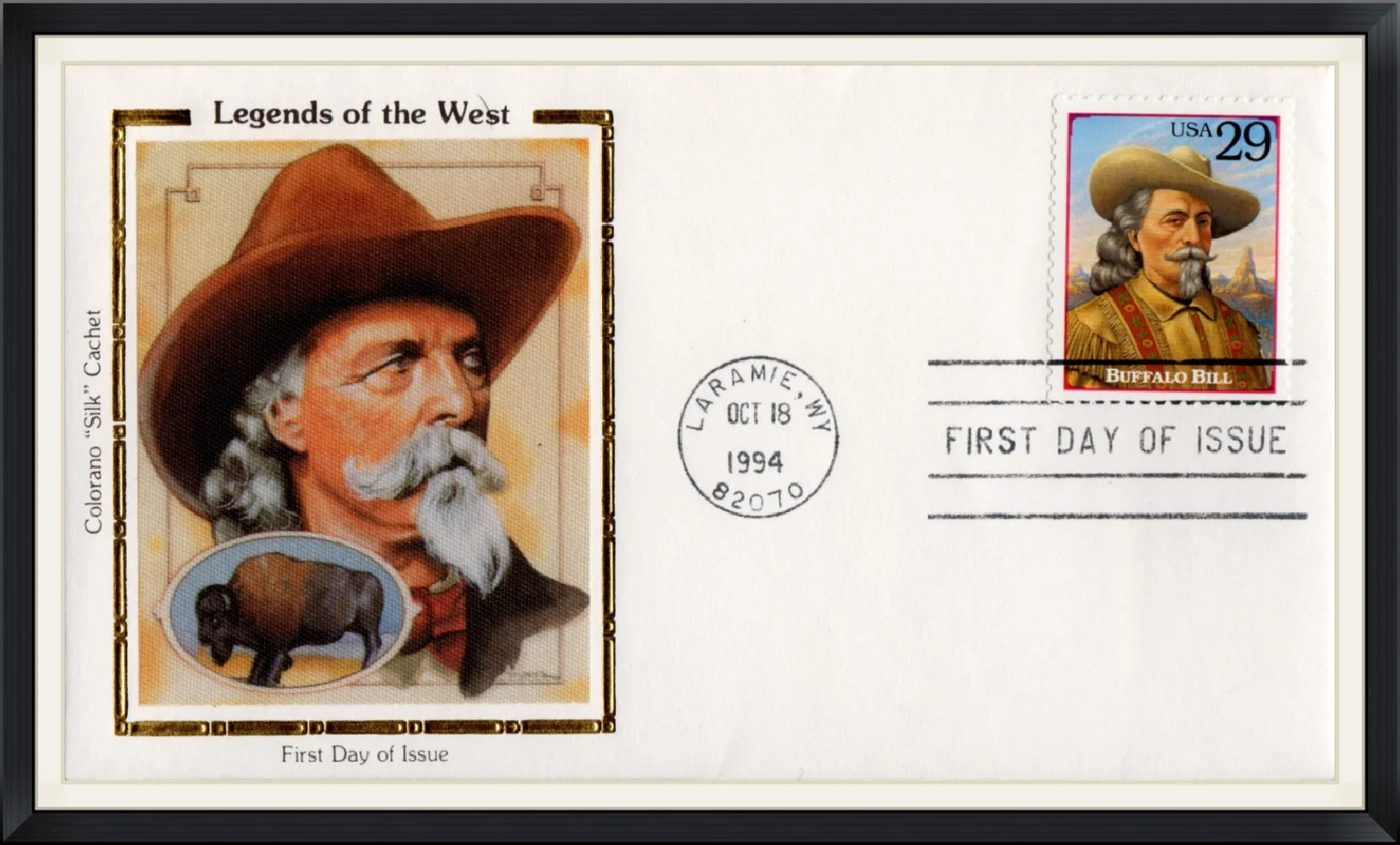 1994 - Postmarked in Laramie, WY - Legends of the West - Colorano "Silk" Cachet - First Day of Issue Cover/Envelope