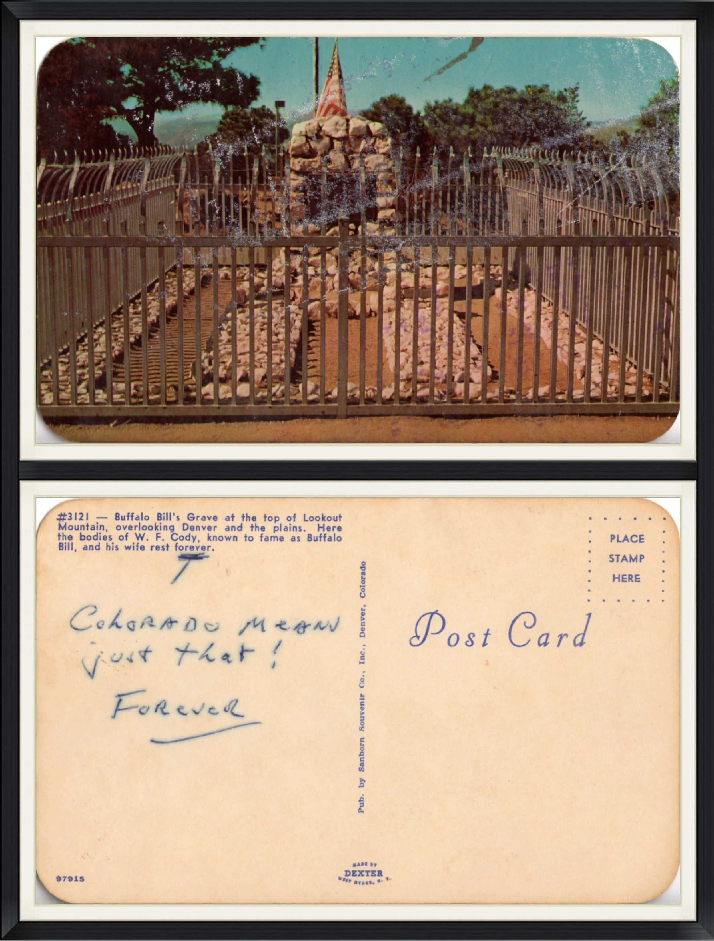 Buffalo Bill's Grave - Lookout Mountain, Colorado - Printed Postcard
